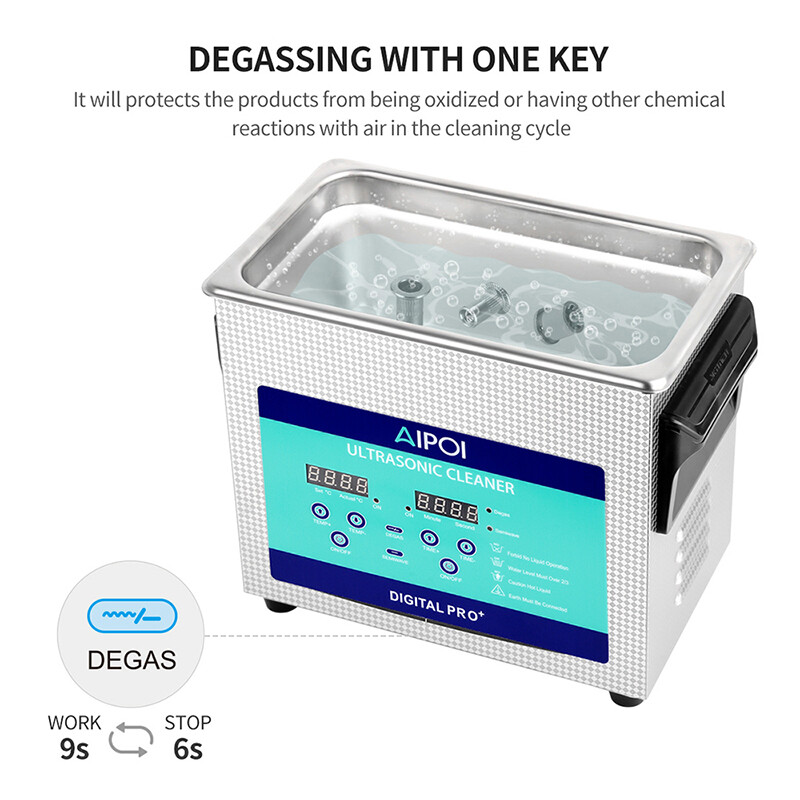 AIPOI Stainless Steel Industry Ultrasonic Cleaner 3.2L Heated Heater w/Timer