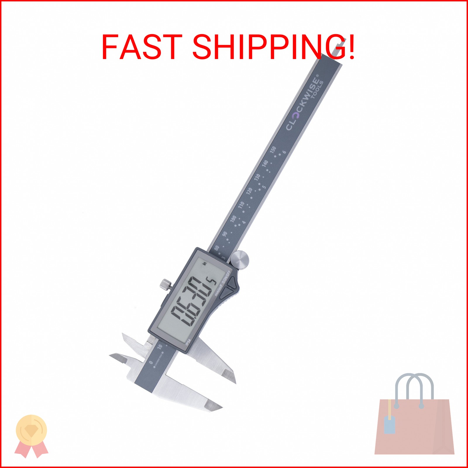Clockwise Tools IP54 Grade Digital Caliper, DCLR-0605 0-6″ /150mm, Inch/Metric/F