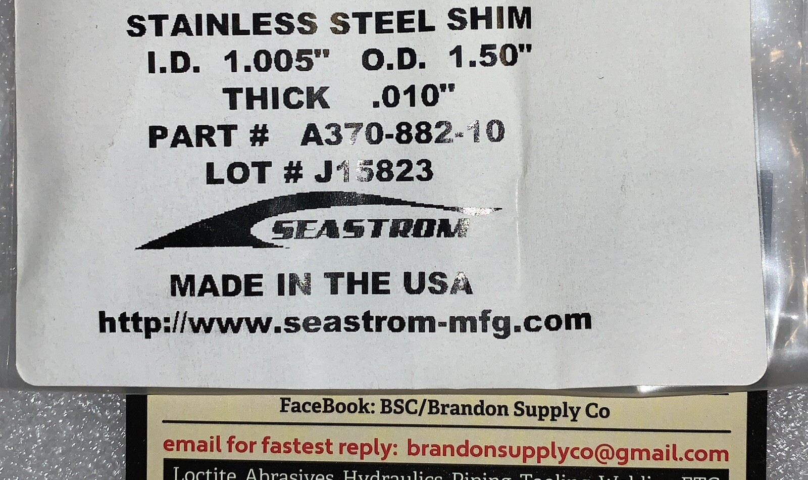 ONE (1) Stainless SS Round Shim I.D: 1.005″ O.D: 1.500″ You Choose Thickness
