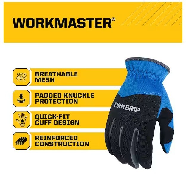 Firm Grip Large Workmaster Work Gloves, Touch Screen