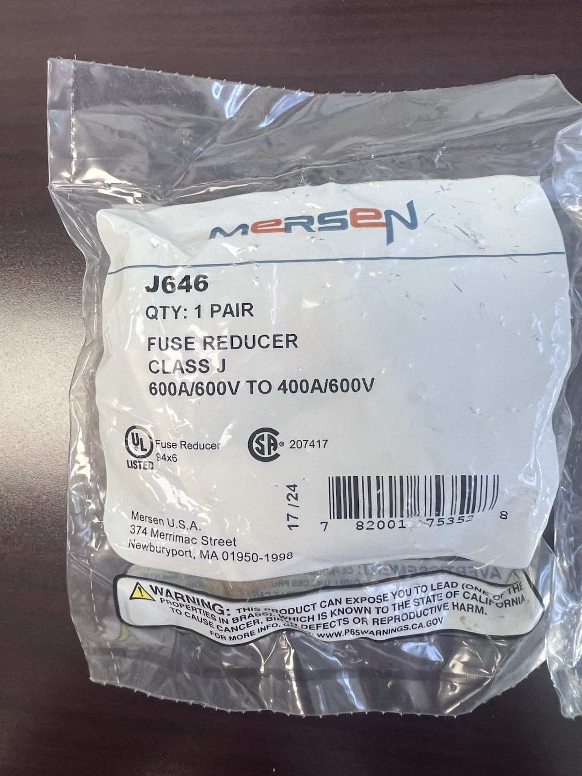 Mersen J646 600A To 400A Fuse Reducers. Qty – 3