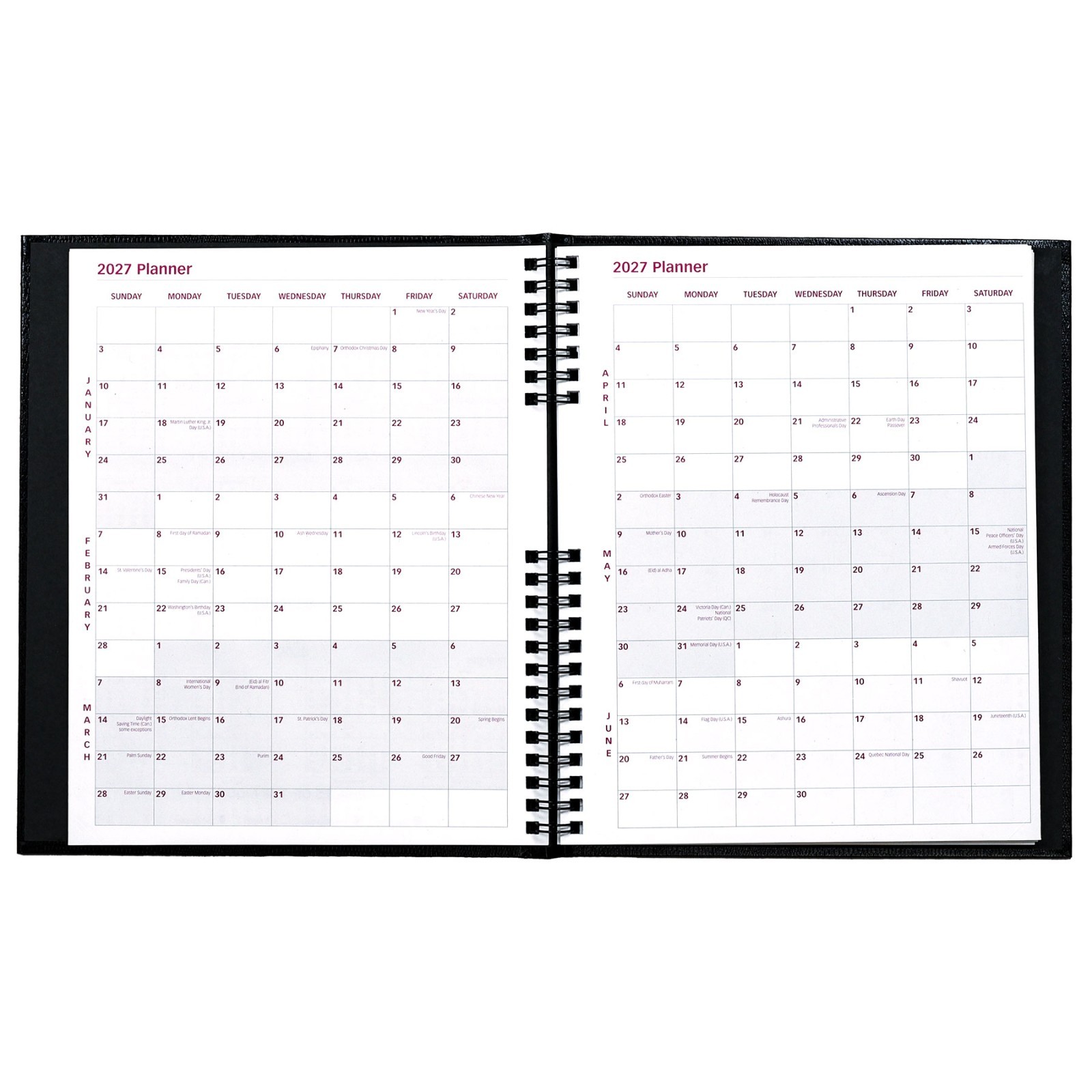 2025 Brownline CB1200C.BLK Monthly Planner, CoilPRO, Hard Cover, 8-7/8 x 7-1/8″