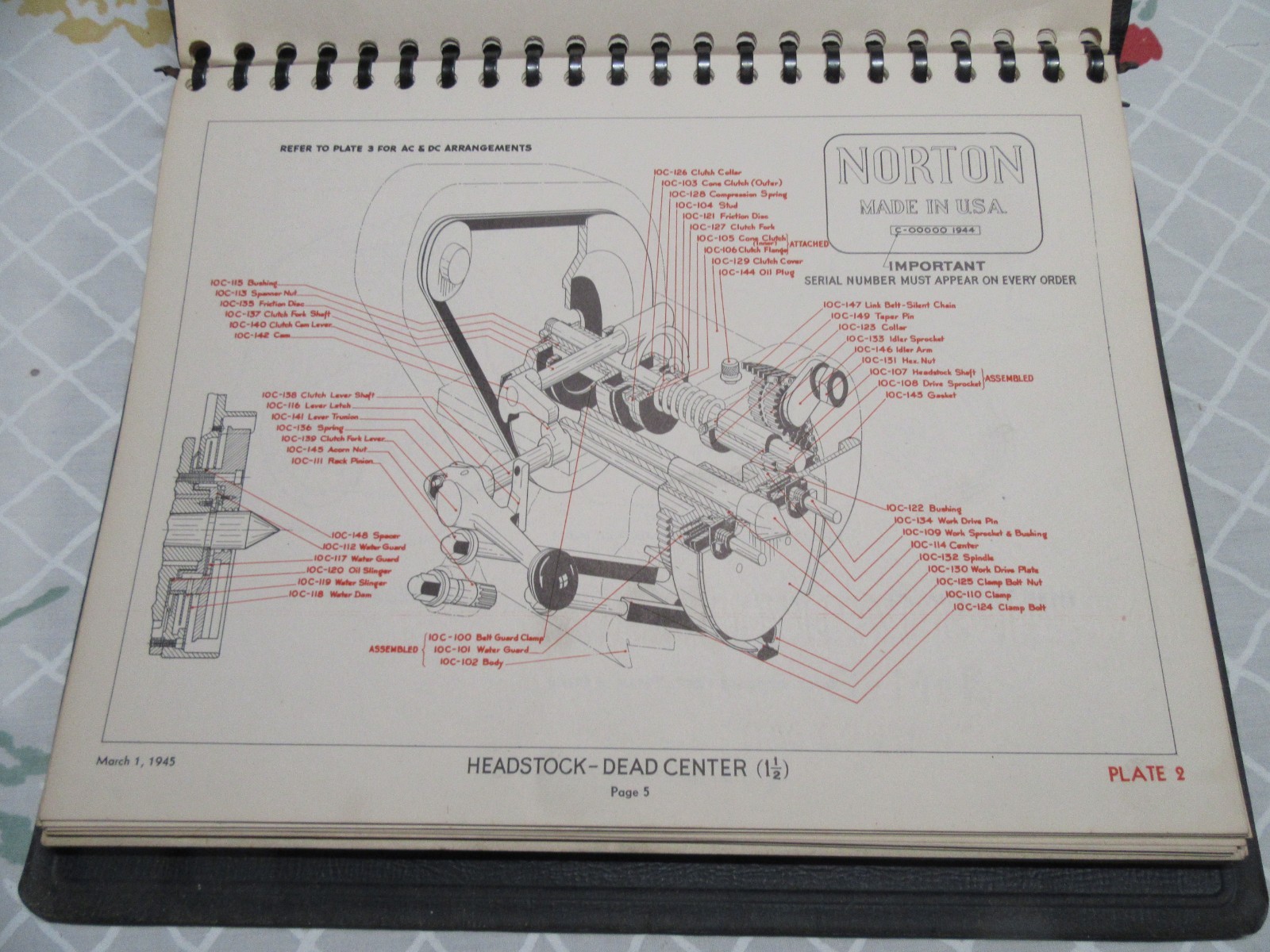 NORTON MACHINES 6″and 10″ Type C Grinding Machines, Vintage Parts Catalog 1946
