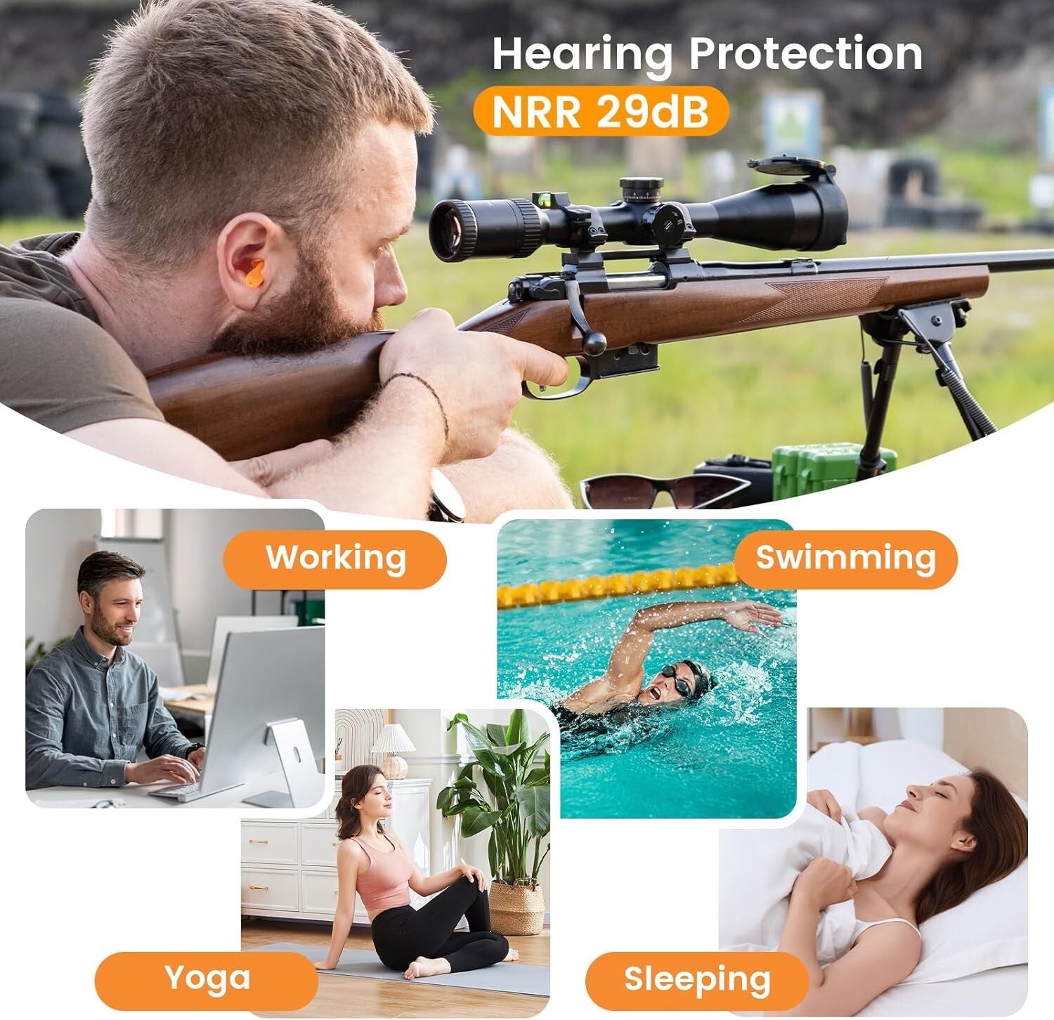 10 Pair Silicone Corded Ear Plugs Reusable Shooting Hearing Protection with Cord