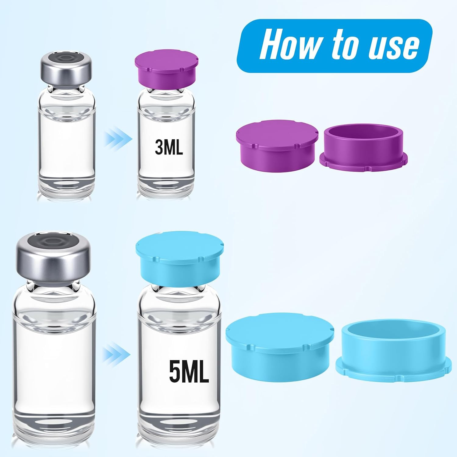 18 Pack Glass Vial Protective Vial Caps 3Ml & 5-100Ml Reusable Peptide Vials Cov