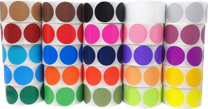 Circle Dot Stickers | 2″ Inches Round – 500 Pack | Pick One Color