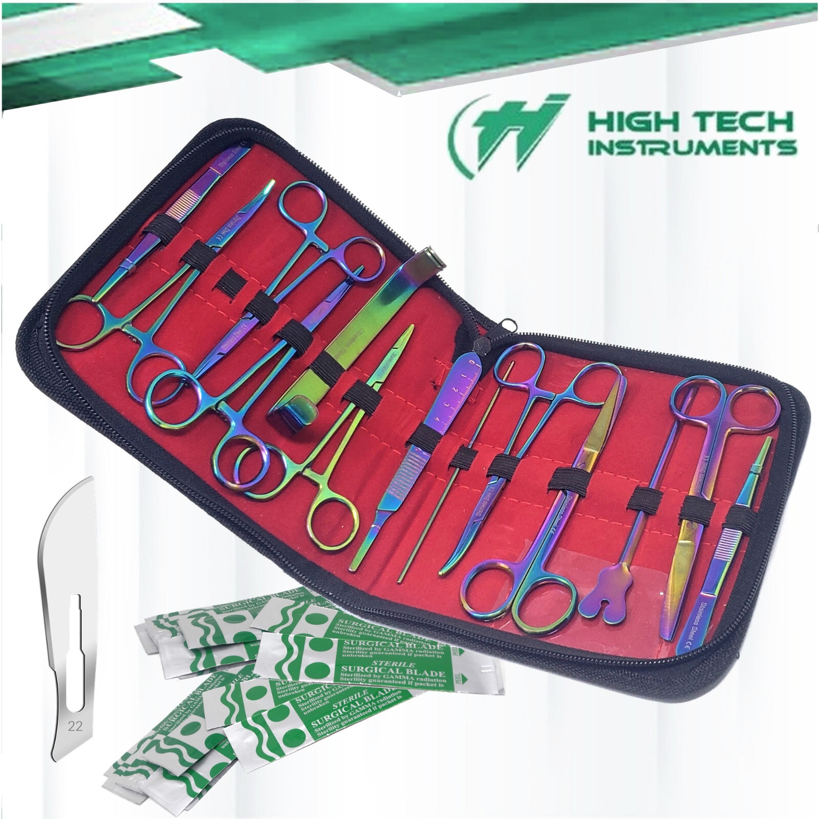 24 Pcs DISSECTING KIT FOR ANATOMY MEDICAL STUDENTS TEACHERS MULTI TITANIUM COLOR