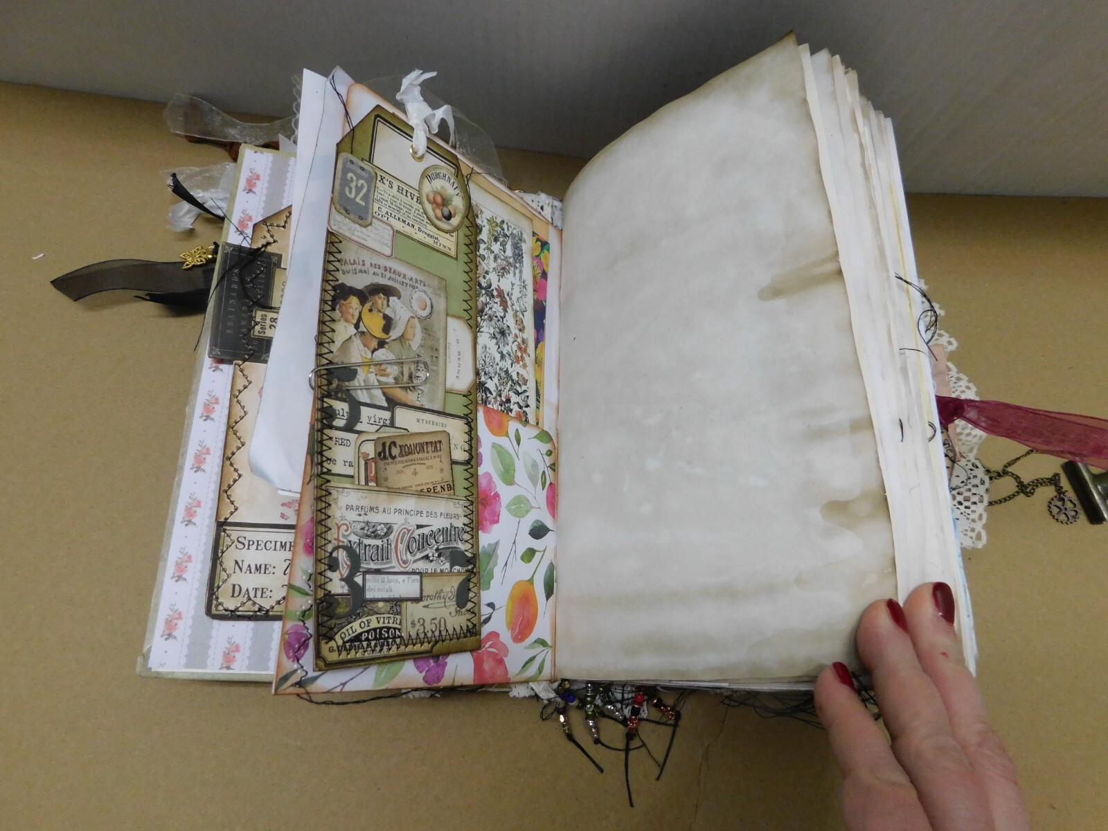 Junk Journal Handmade Chunky Vintage Style Handmade Hardcover /Ephemera Biege
