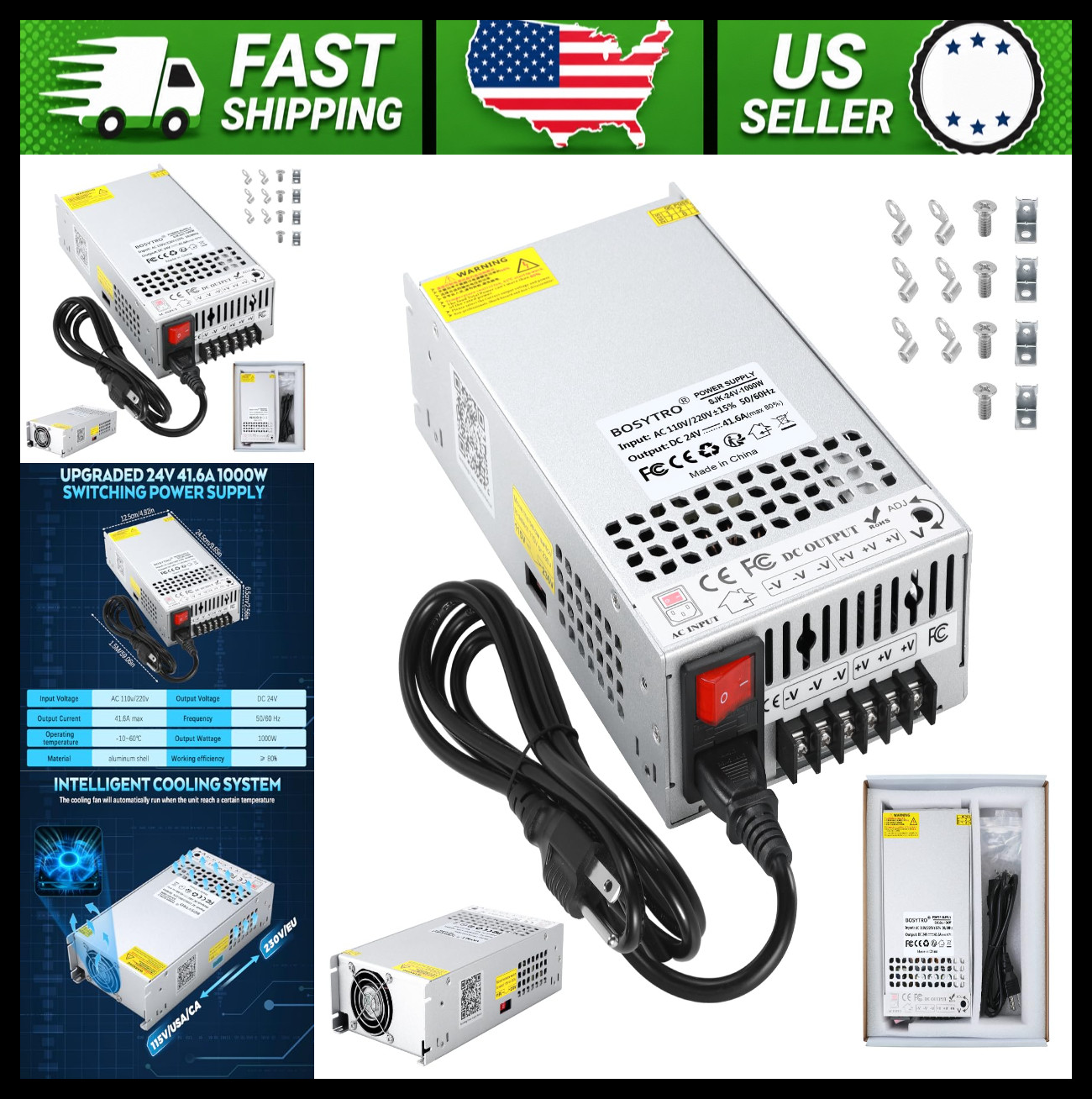 24V 1000W 41.6A Switching Power Supply AC110/220V for 3D Printer CCTV DC Motor