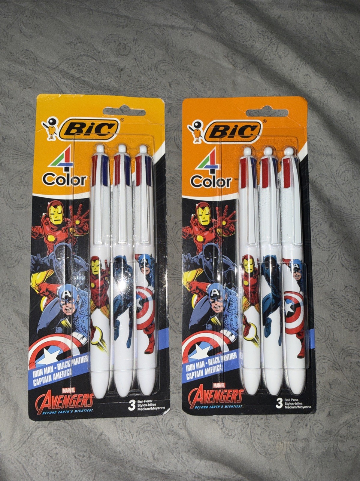 Marvel’s Avengers Edition BIC 4-Color 3Pk Retractable Ball Pens, Lot Of 2