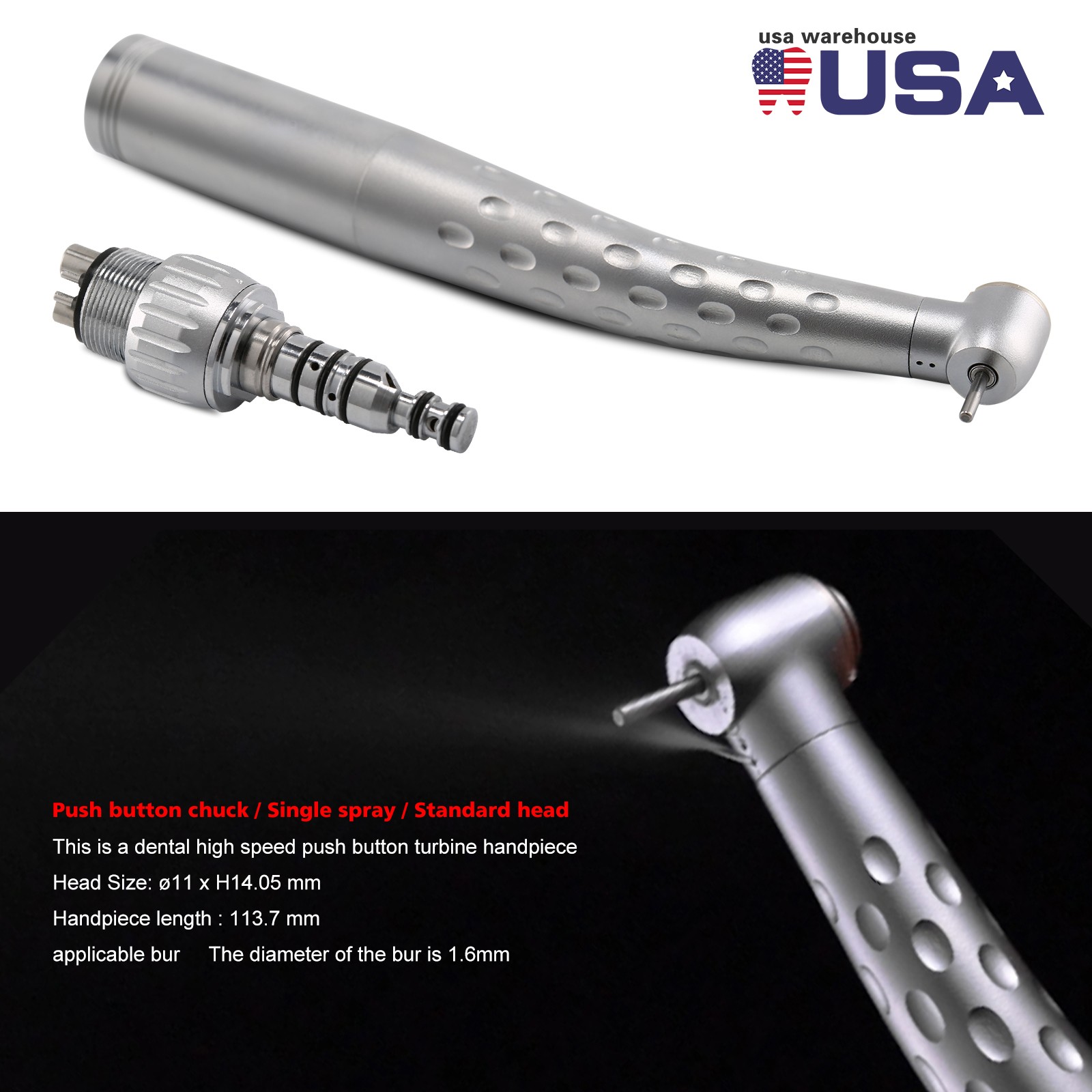 KaV Style Dental High Speed Handpiece with 4 Hole Quick Coupler 360° Swivel