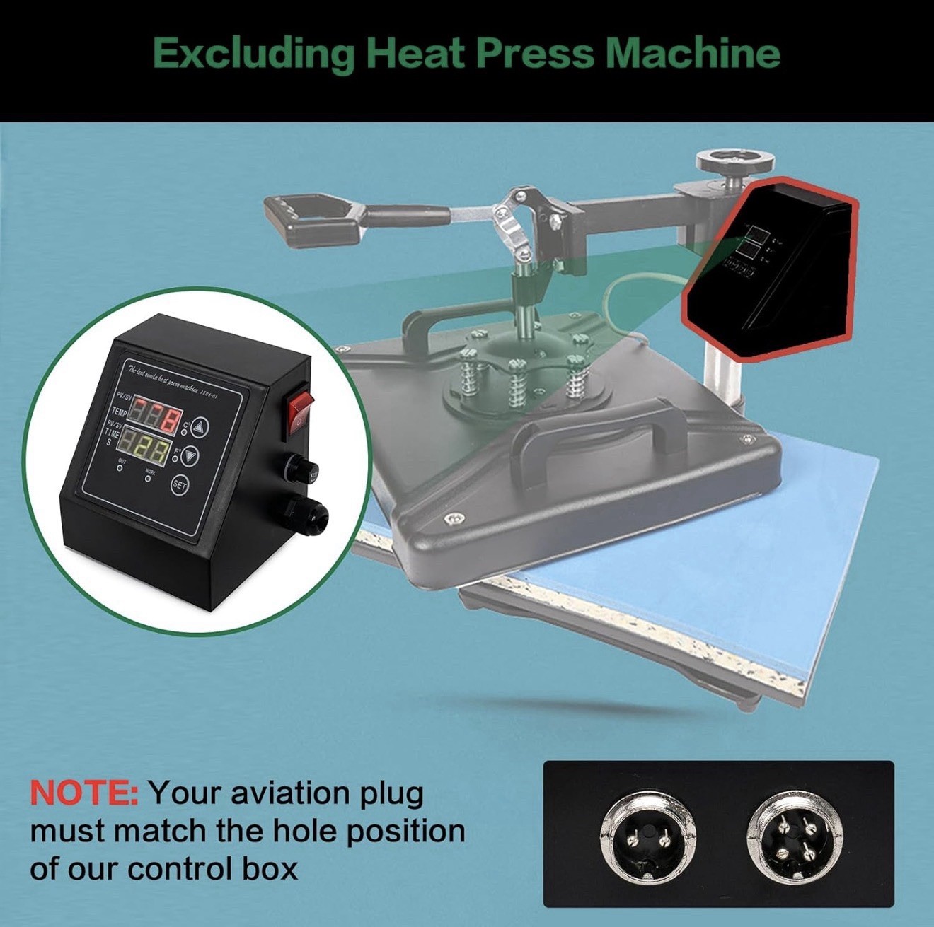 15×15 Heat Press Control Box 1400W Sublimation Transfer T-Shirt Mug Hat Press