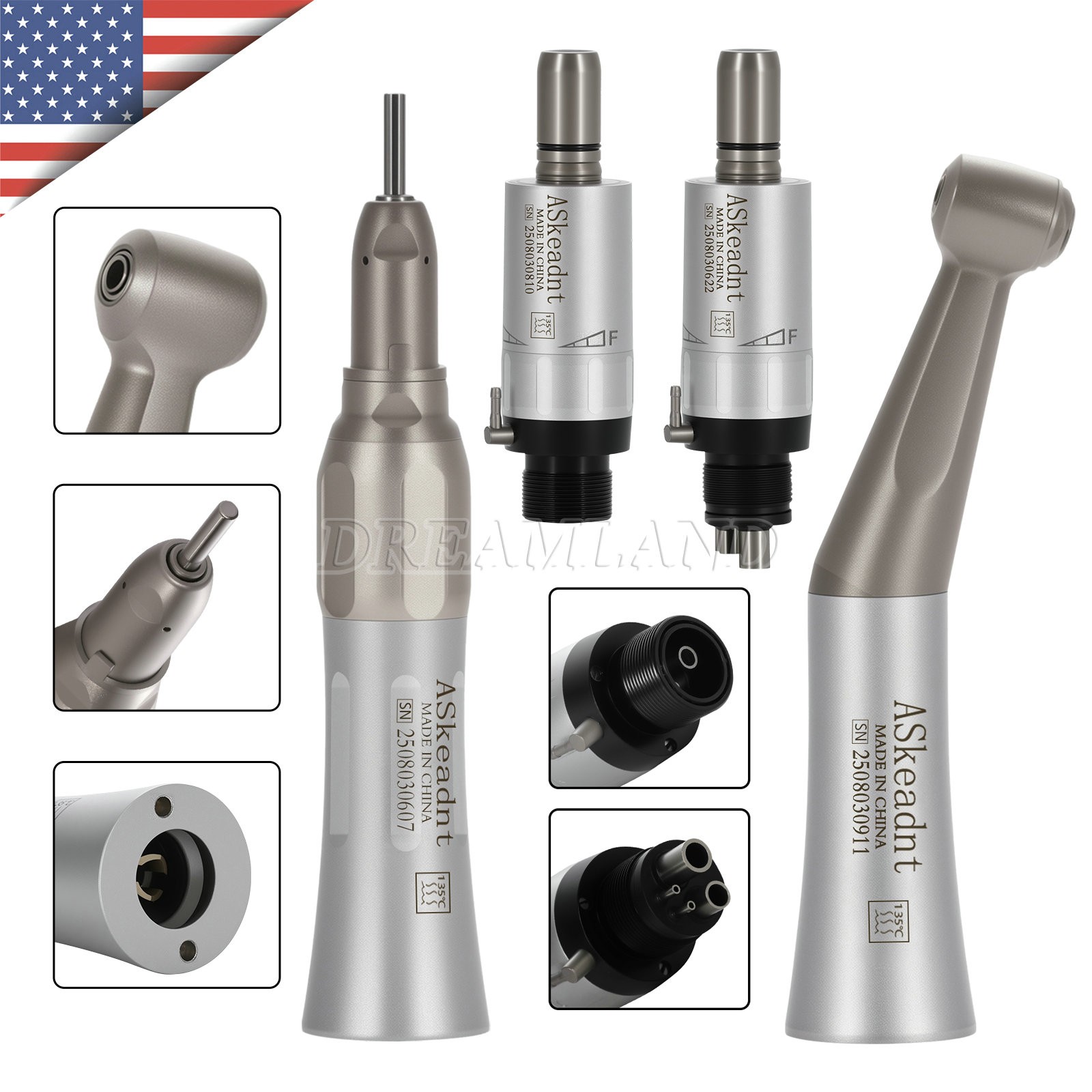 NSK Style Dental Slow Low Speed Handpiece Straight Contra Angle Air Motor 4Hole