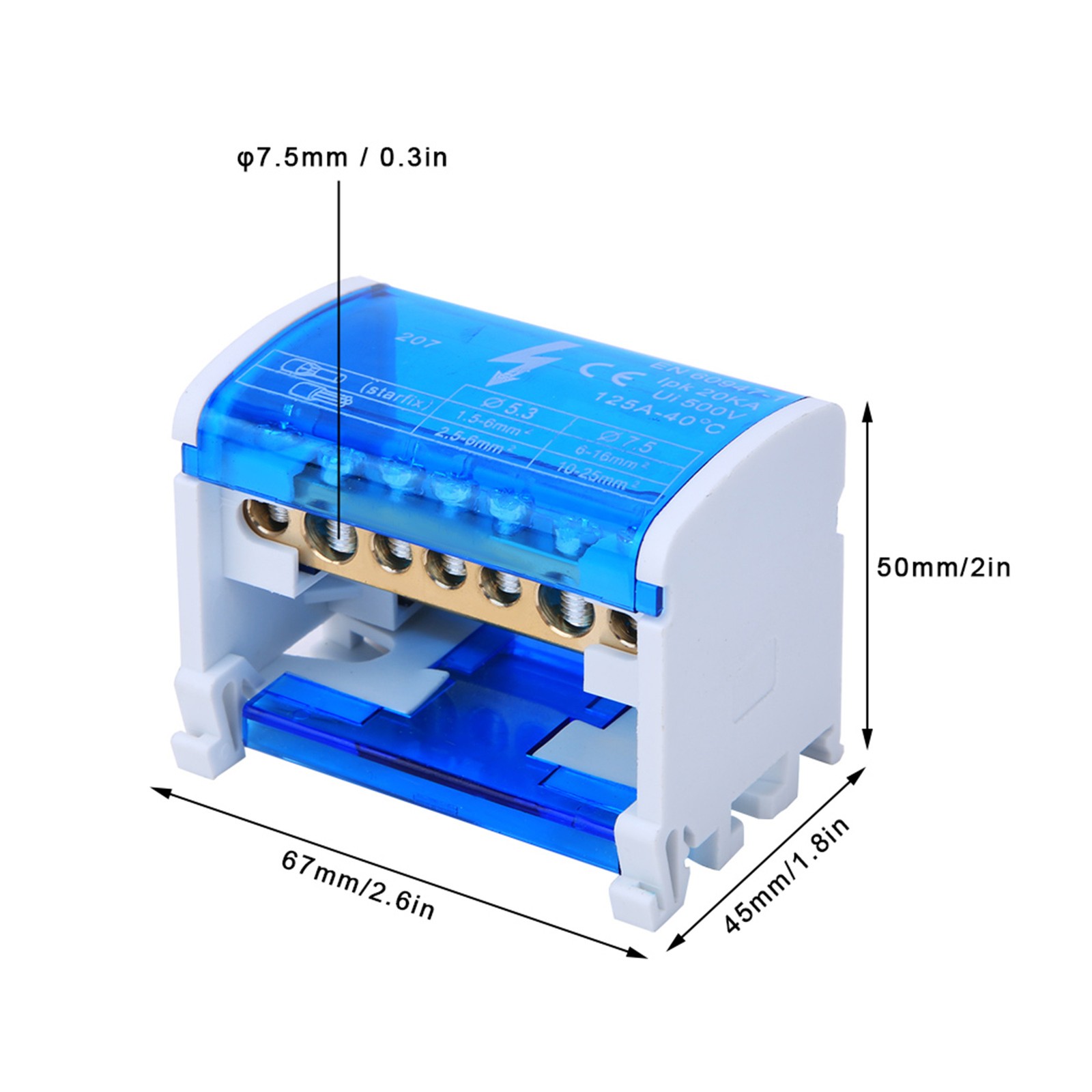 Terminal Block Distribution Box On DIN Rail Compact Universal Connector For