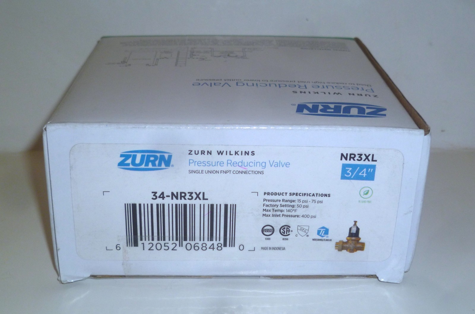 Zurn Wilkins 3/4 in. NR3XL Pressure Reducing Valve with Single Union