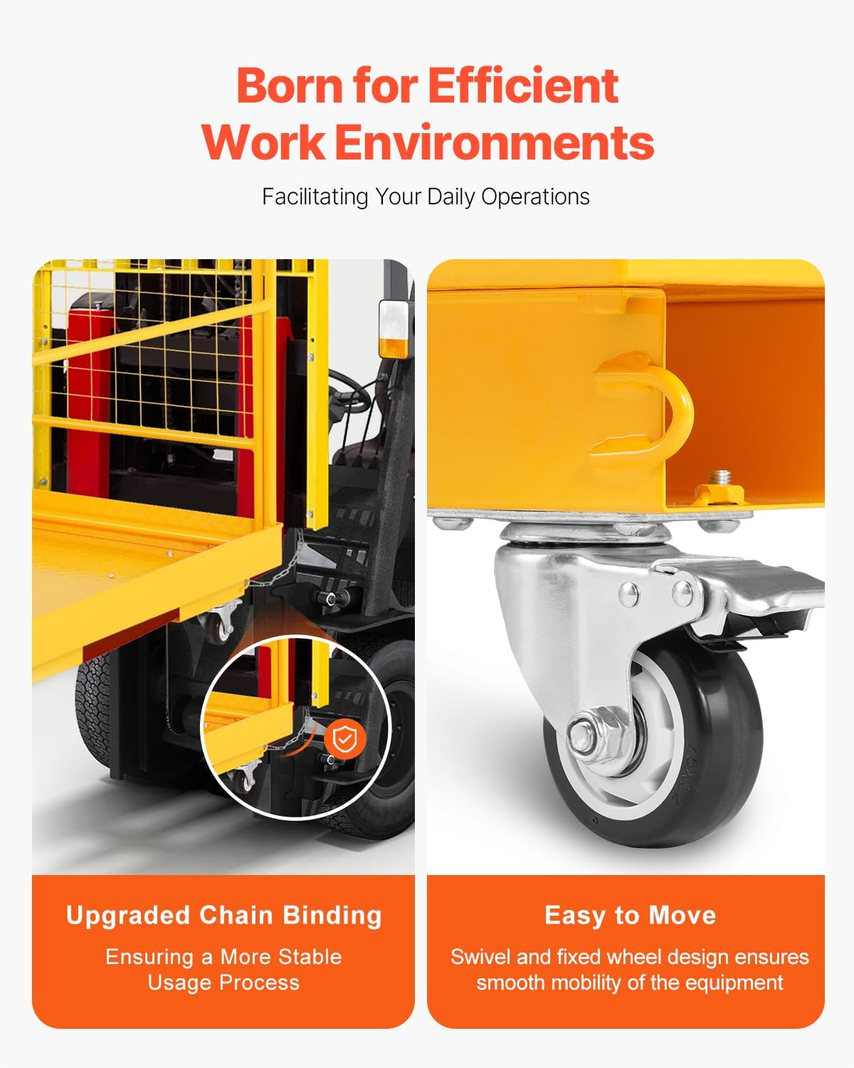 Collapsible Forklift Man Basket Safety Cage 1200 Lbs Capacity with Wheels