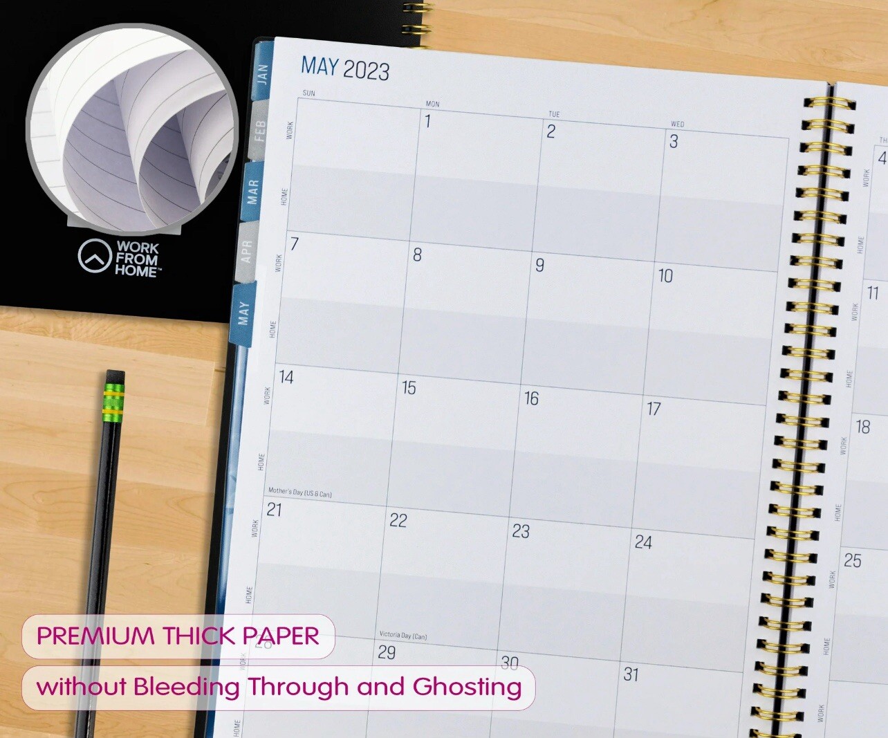 Work From Home Monthly/Weekly Planner Oct 2022 – Dec 2023 ( 11.125”x 9”) Black