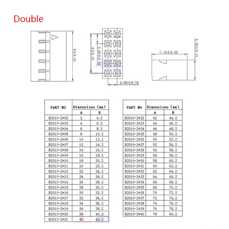 DuPont 2.0mm Connector Plug Housing Single&Double Row 2/3Pin, 2×2~2*5Pin Shell