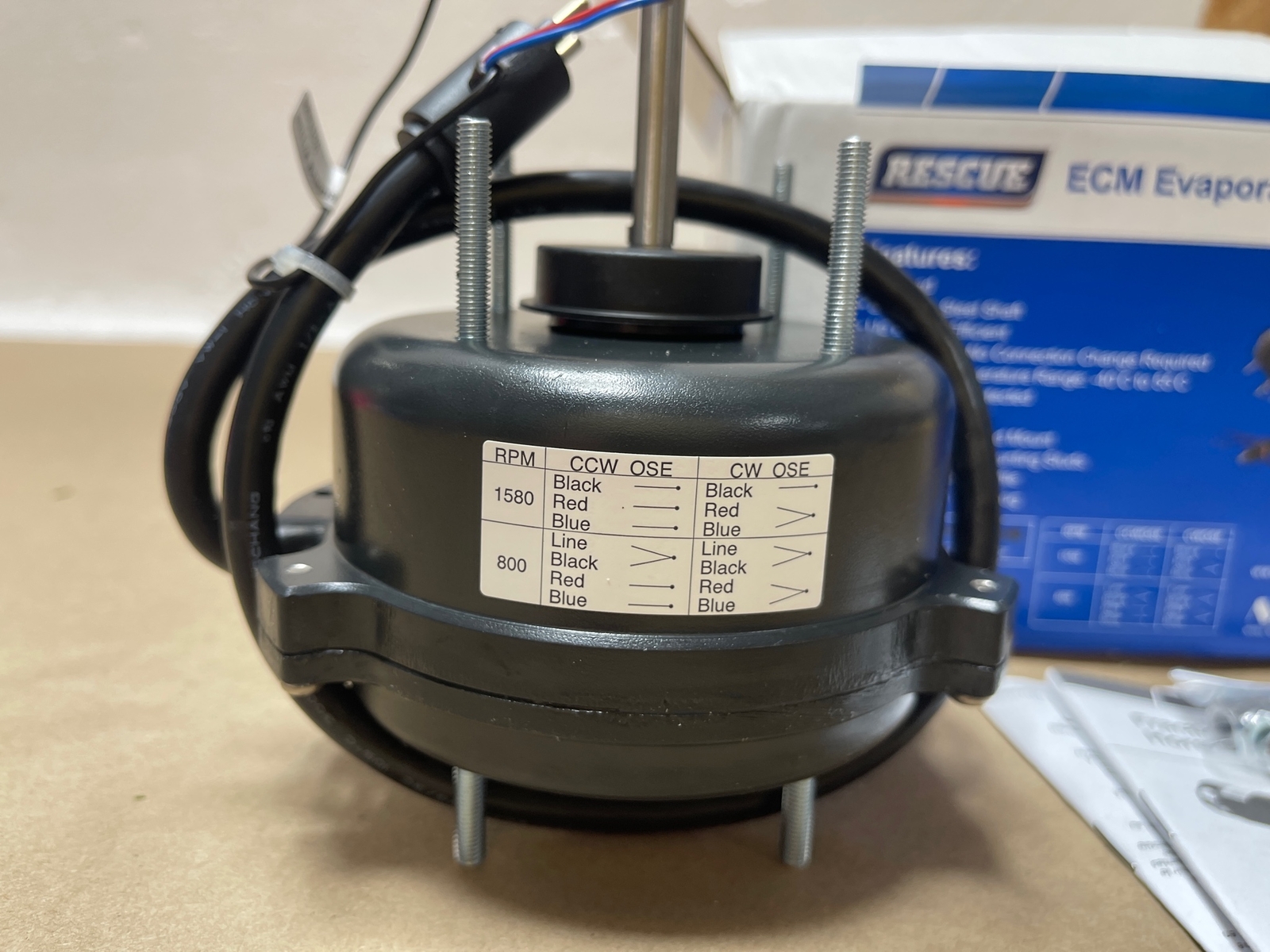 EC5408E ECM Evaporator Motor 30-50W 1/25-1/15HP, 115-230V, 1550/800RPM TEAO