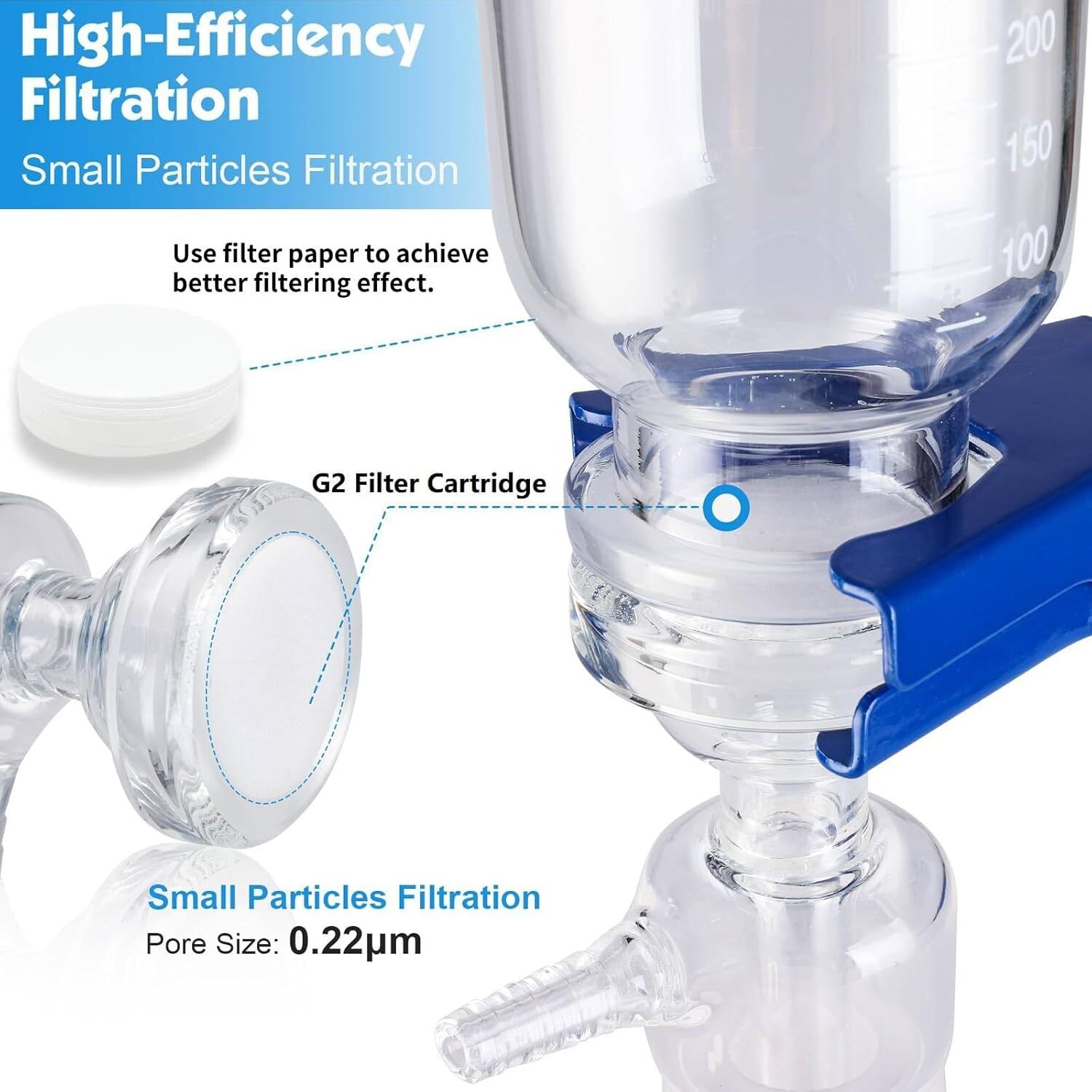 1000mL Lab Vacuum Filtration Distillation Apparatus, Glass Suction Filtering Kit