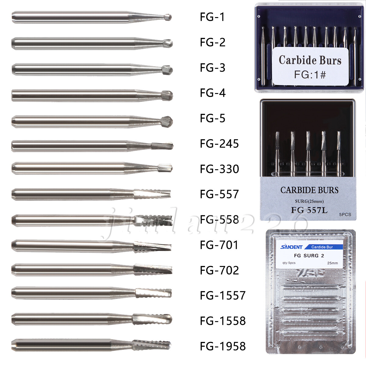 5/10PCS Dental Lab Surgical/ Burs Shank Carbide Round Friction Grip FG Bur Drill