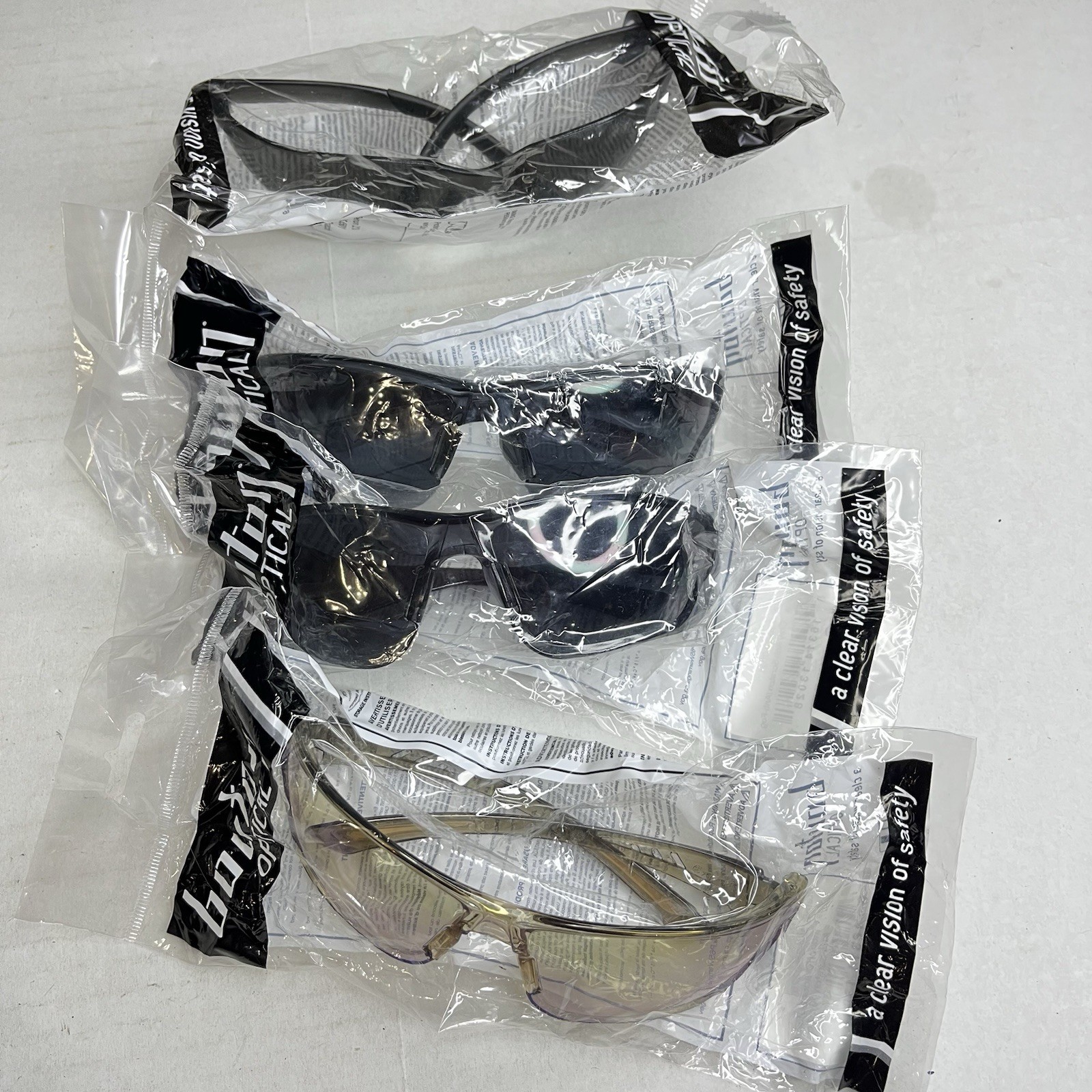 Lot of 4 Mixed Bouton Optical Recon/Zenon Z13 Safety Glasses – See Description