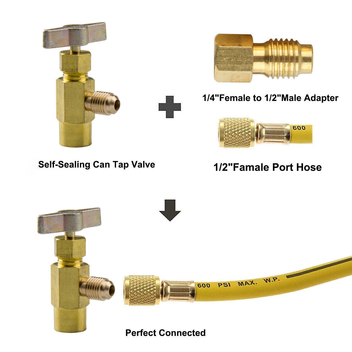 Can Tap Self-Sealing HVAC Freon Tank Adapter Valve Core Refrigerantion Tool Kit