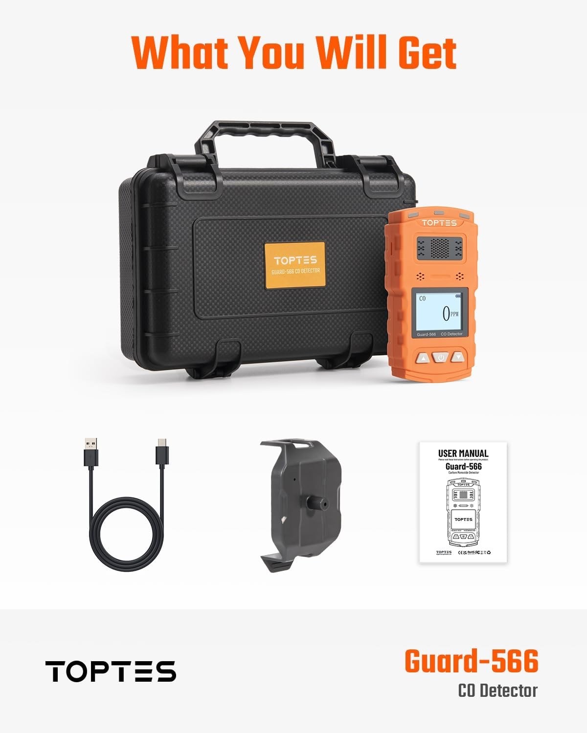 TopTes Guard-566 Portable Carbon Monoxide Detector, Rechargeable CO Detector