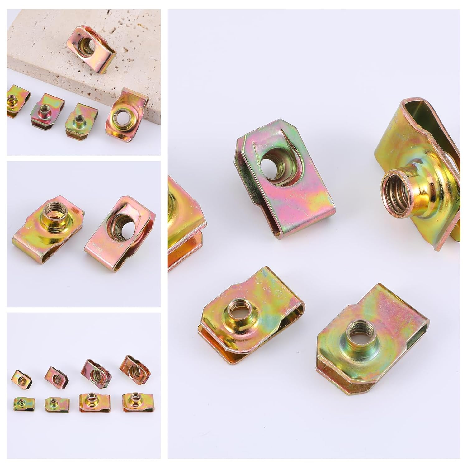 100 PCS U-Clip Nut Set for Auto Car – M4 M5 M6 M8 Assortment Kit (25 Each), Colo