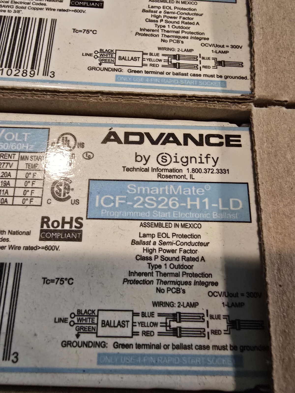 Lot Of 3 Advance SmartMate ICF-2S26-H1-LD 120V-277V IntelliVolt Ballast 50/60Hz