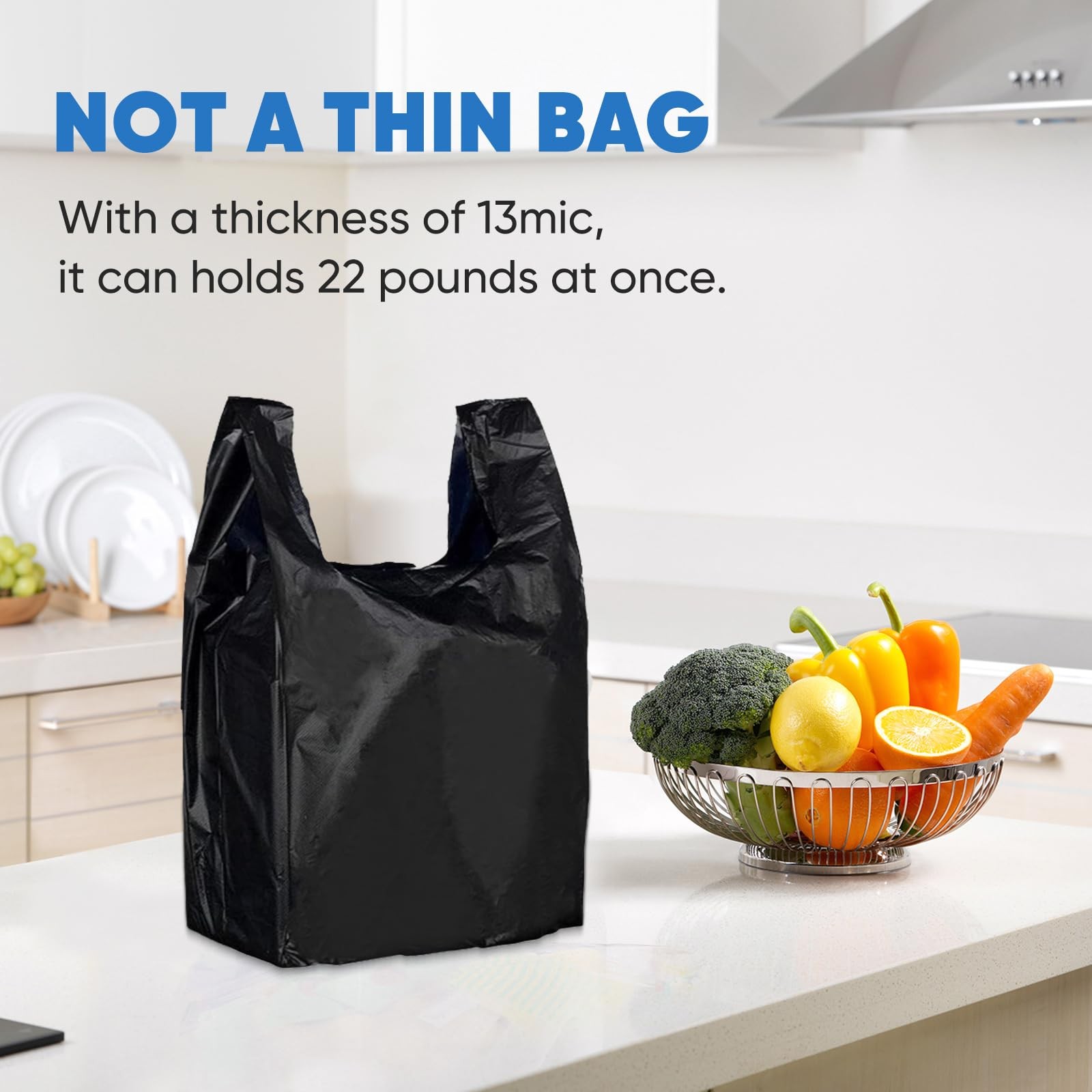 LimonLaviu Black Plastic Grocery Bags, 100 Pack, 11.5’x 6.5″ x 21′, 22 Pound …