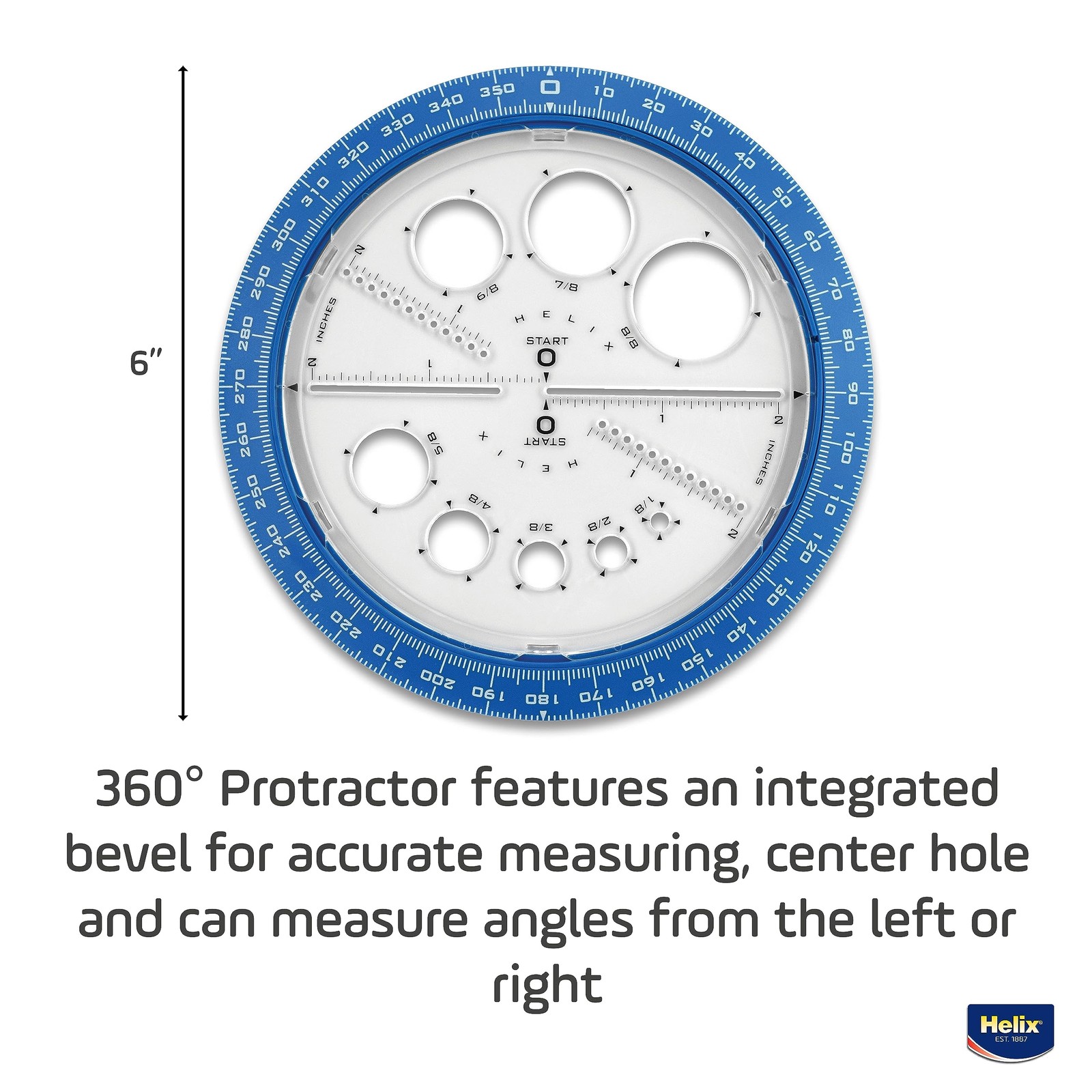 6in/15cm Angle and Circle Maker with Integrated Templates 360-Degree