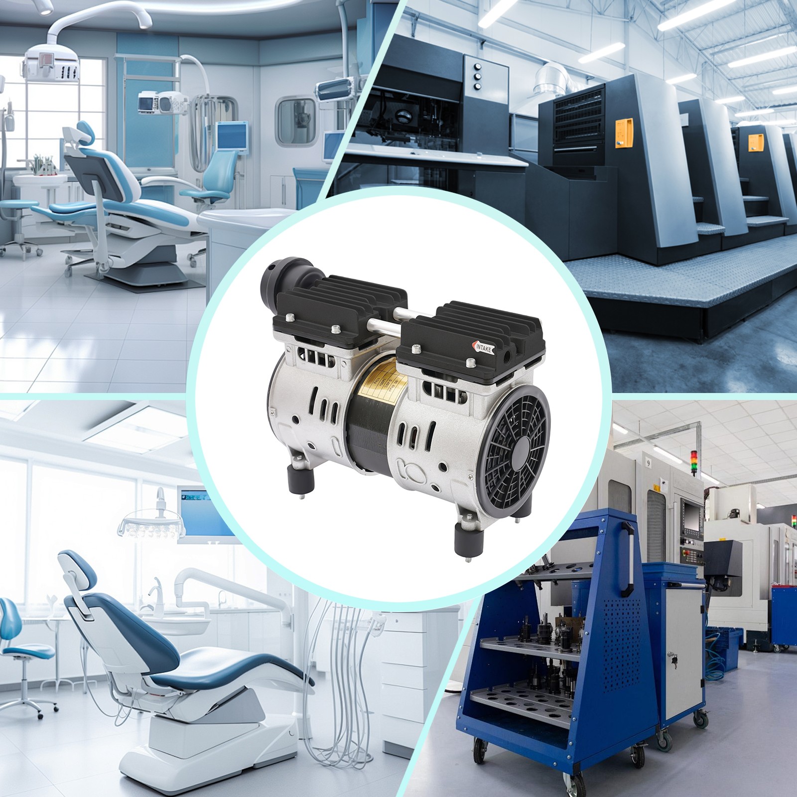 Vacuum Pump 370W Oilless Vacuum Pump 110V Oil-Free Vacuum Suction Pump Electric
