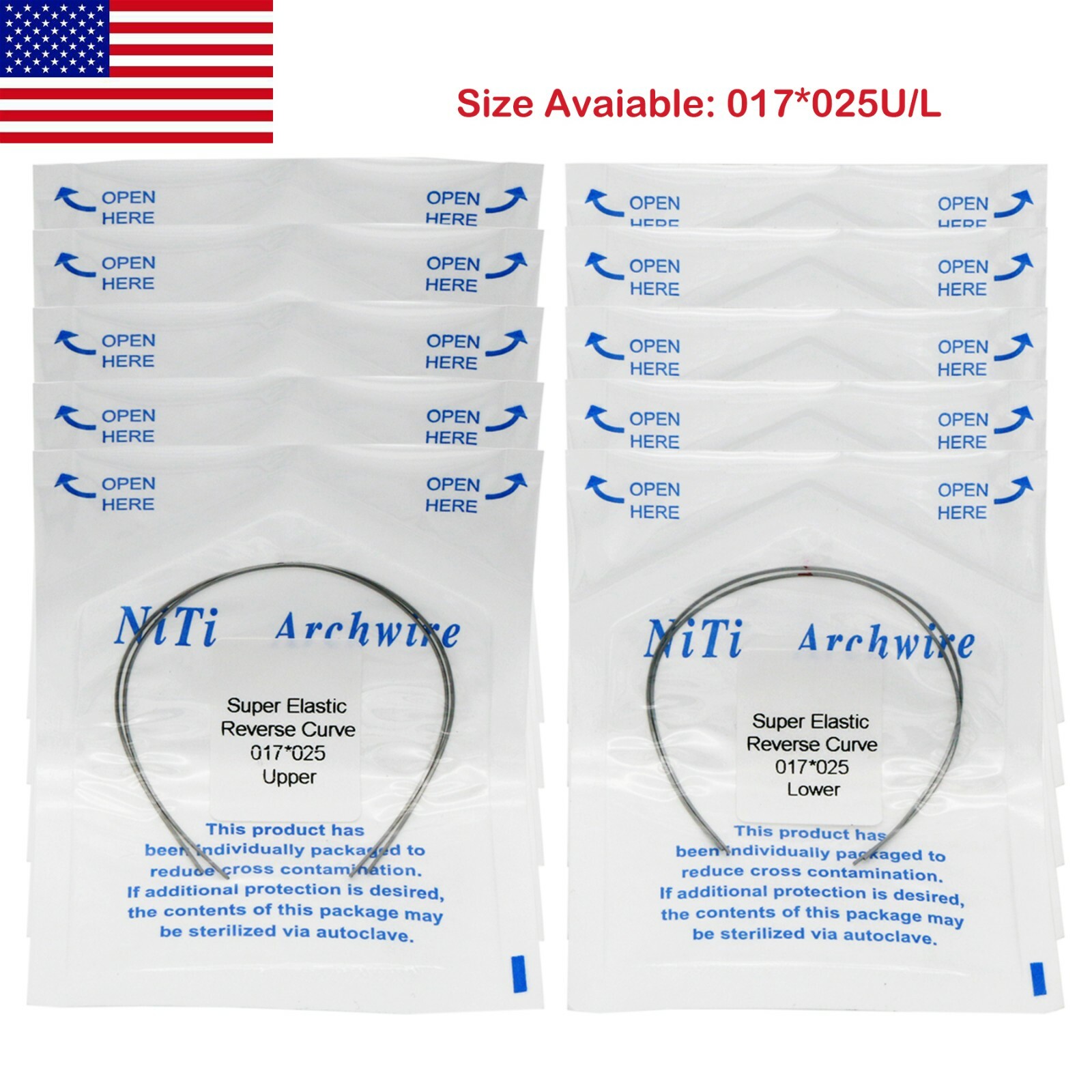 Dental Orthodontic Niti Reverse Curve Round/Rectangular Arch Wire Super Elastic