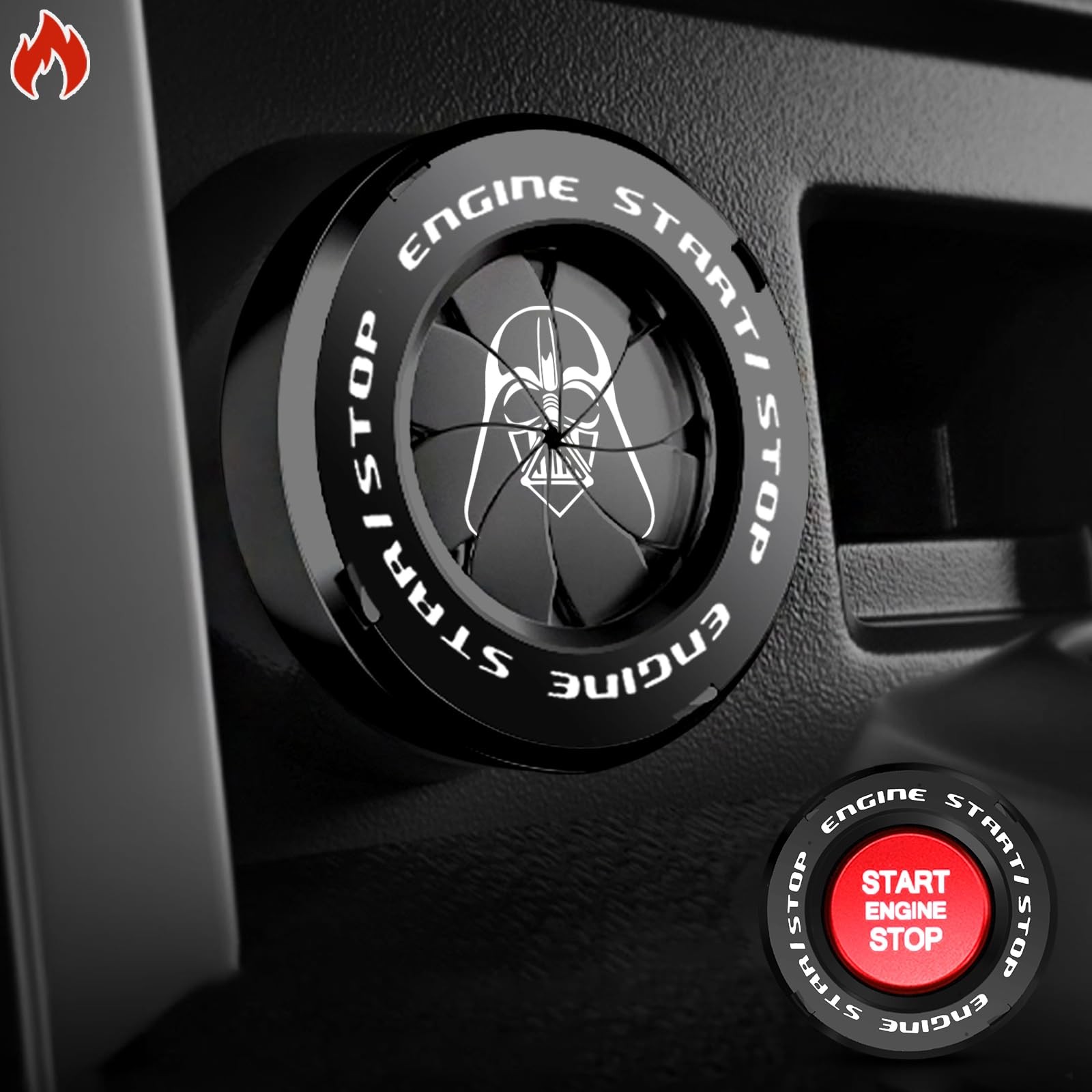 Engine Start Stop Button Cover 1.96in Black – Fits Most Cars & Protects Button