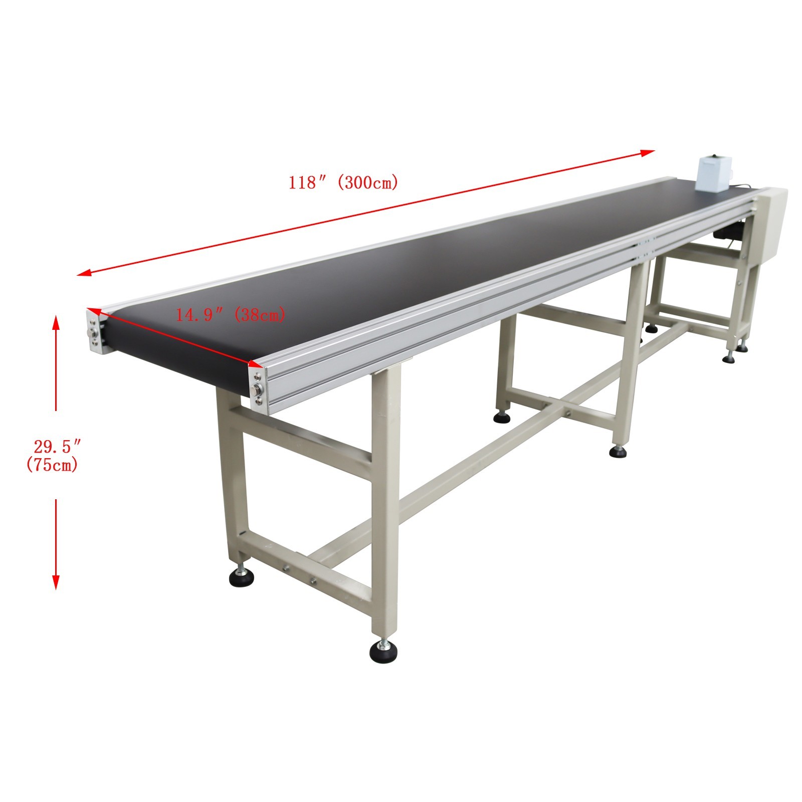 Open Box Length 118in PVC Flat Belt Conveyor Width 11.8in Adjustable Speed 120W