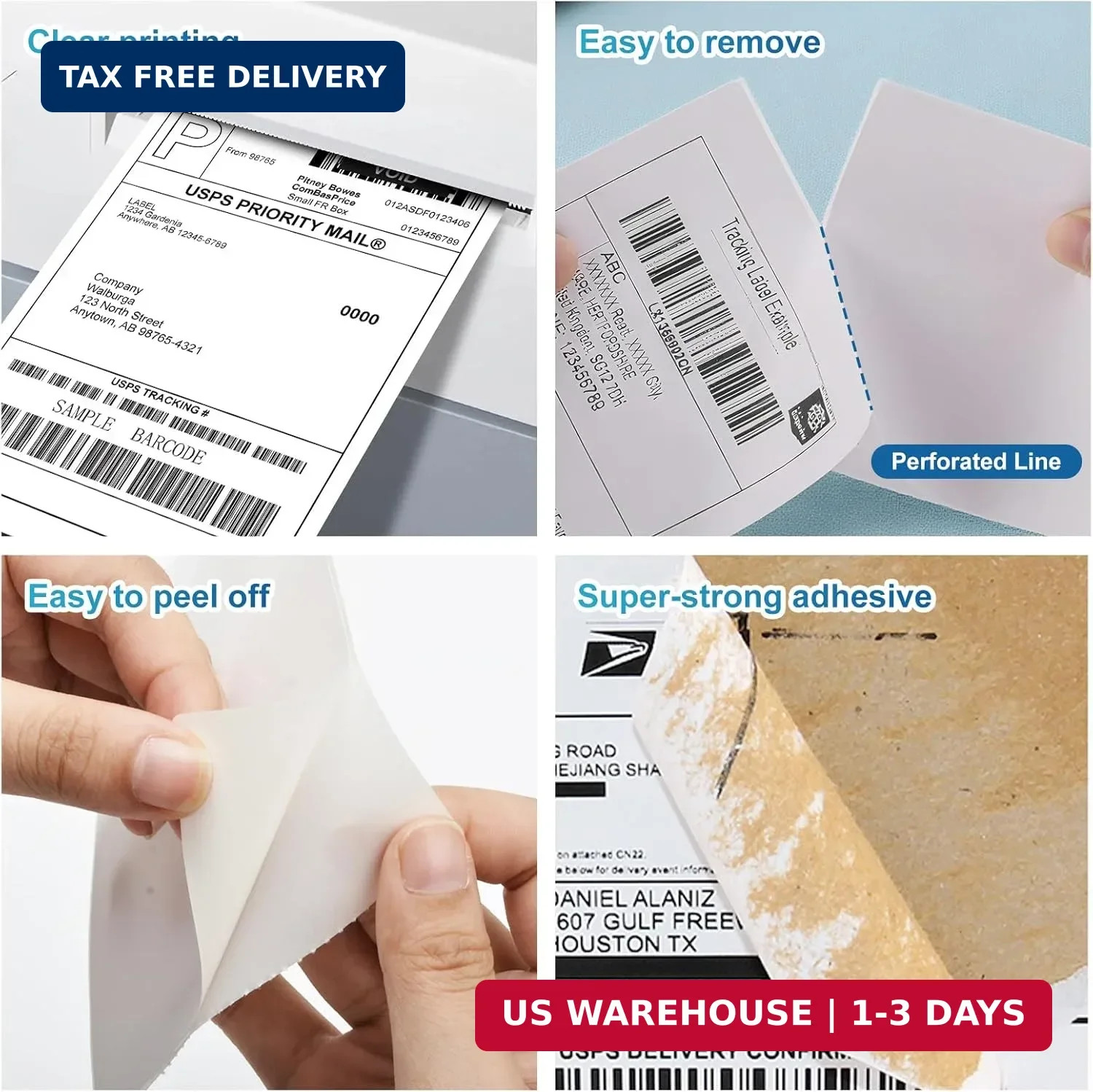 9527 Product Fanfold 4 x 6 Direct Thermal Labels White Perforated Shipping Label