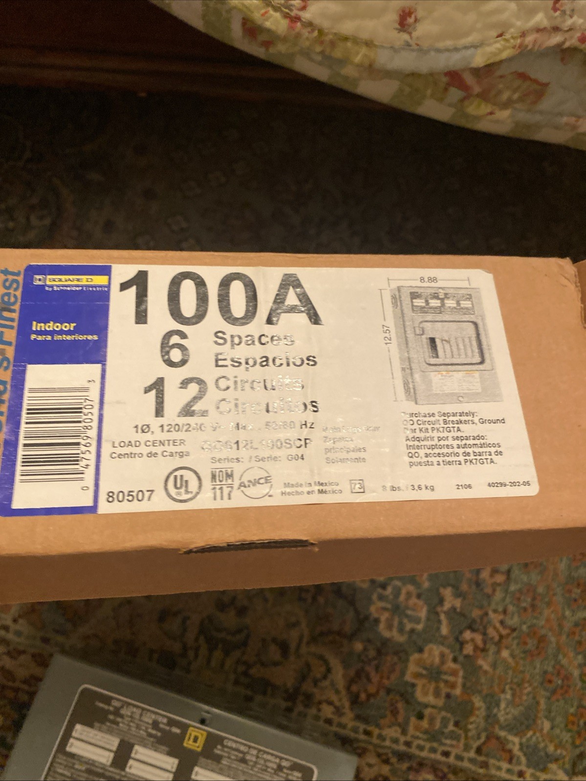 Square D QO816L100SCP 100A 8 Spaces 16 Circuits Main Lug Panel 120/240V
