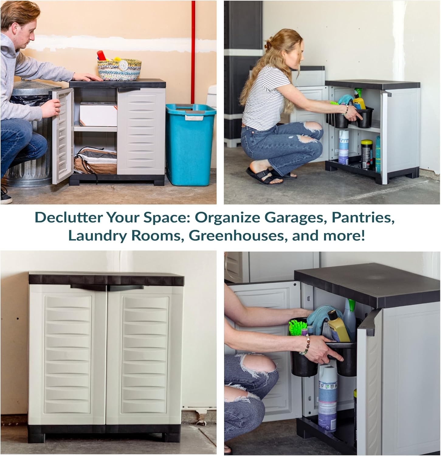 Basement – Gray, Office, Sunnydaze H Resin Garage Storage Cabinet – Garage