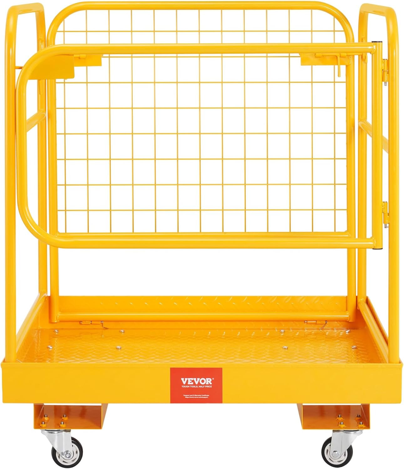 Collapsible Forklift Man Basket Safety Cage 1200 Lbs Capacity with Wheels