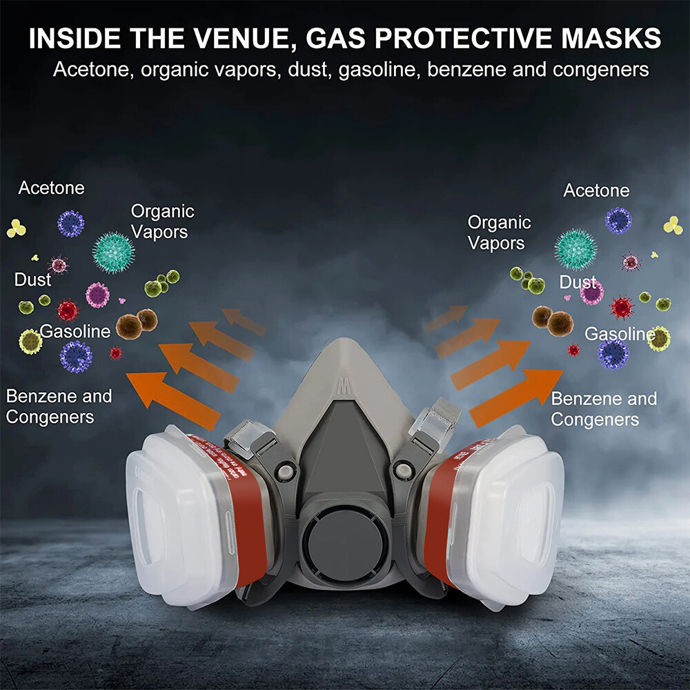 Half/Full Face Mask With Goggles Filter Anti-Dust/Gas Respirator 6200 Reusable