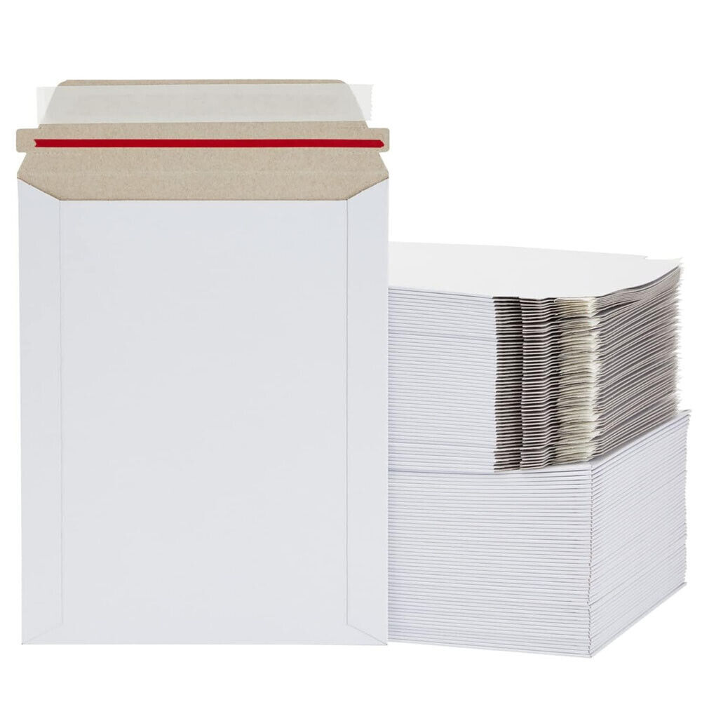 100-1000 Rigid Flat Photo Document Mailers Cardboard Catalog Envelopes Self Seal