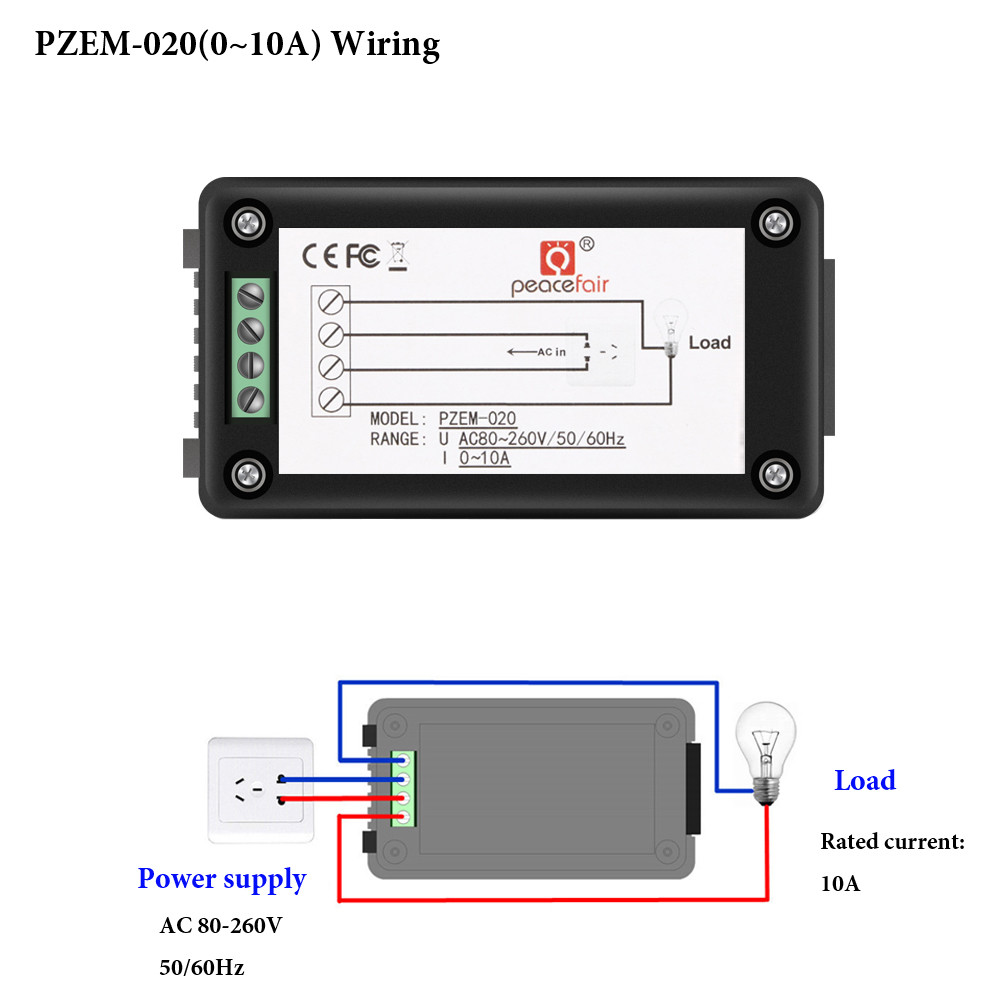 AC 80-260V 5A 10A 100A Voltage Amp Frequency Power Factory Energy Panel Meter