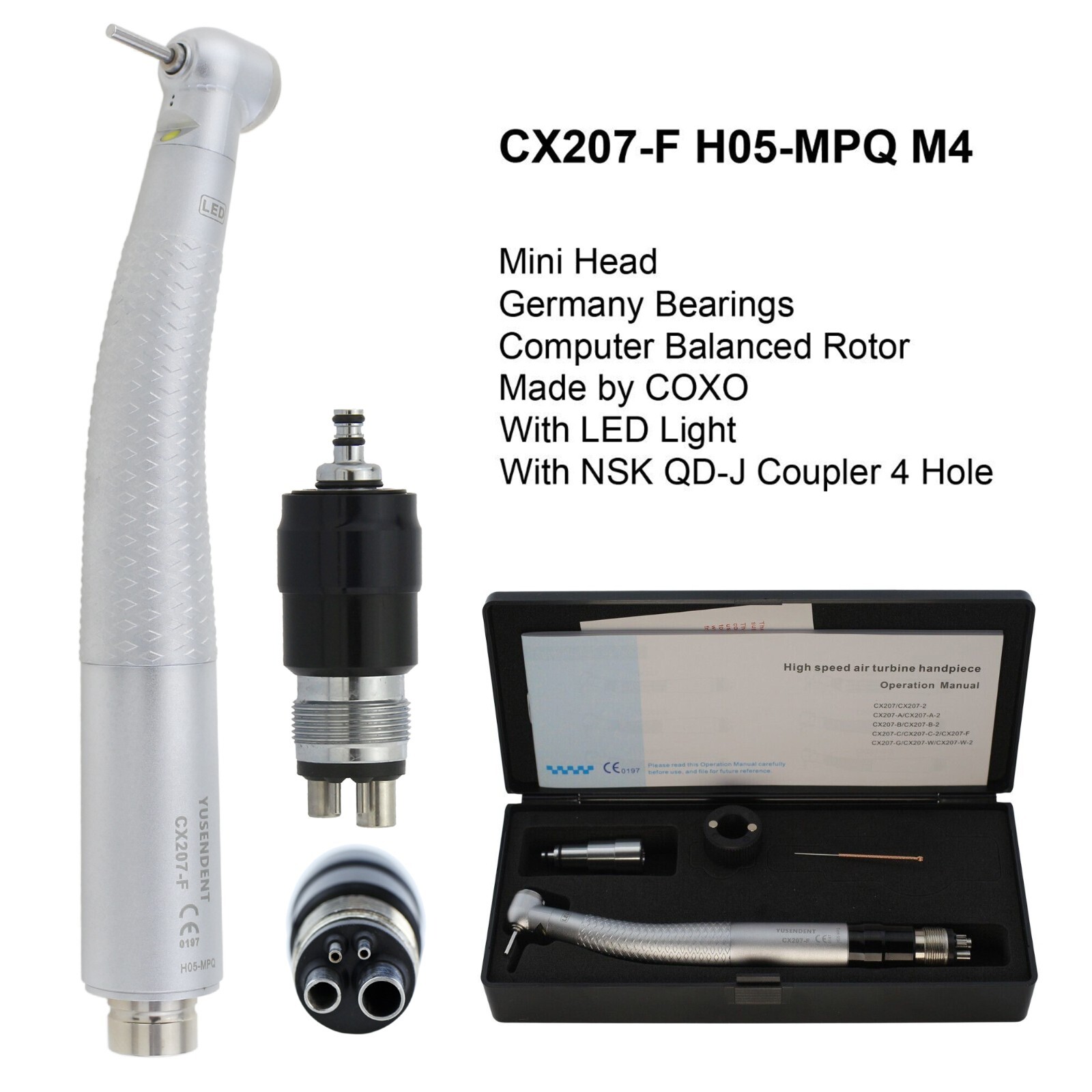 COXO Dental E Generator LED Handpiece High Speed Self Power Turbine 2/4 Hole NSK