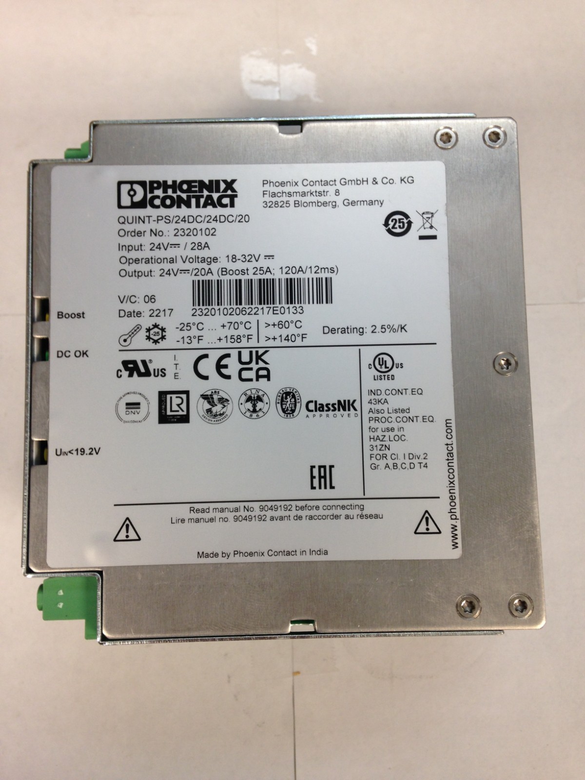 Phoenix Contact Quint-PS/24DC/24DC/20 24VDC 480W 20A Power Supply 41 BRAND NEW