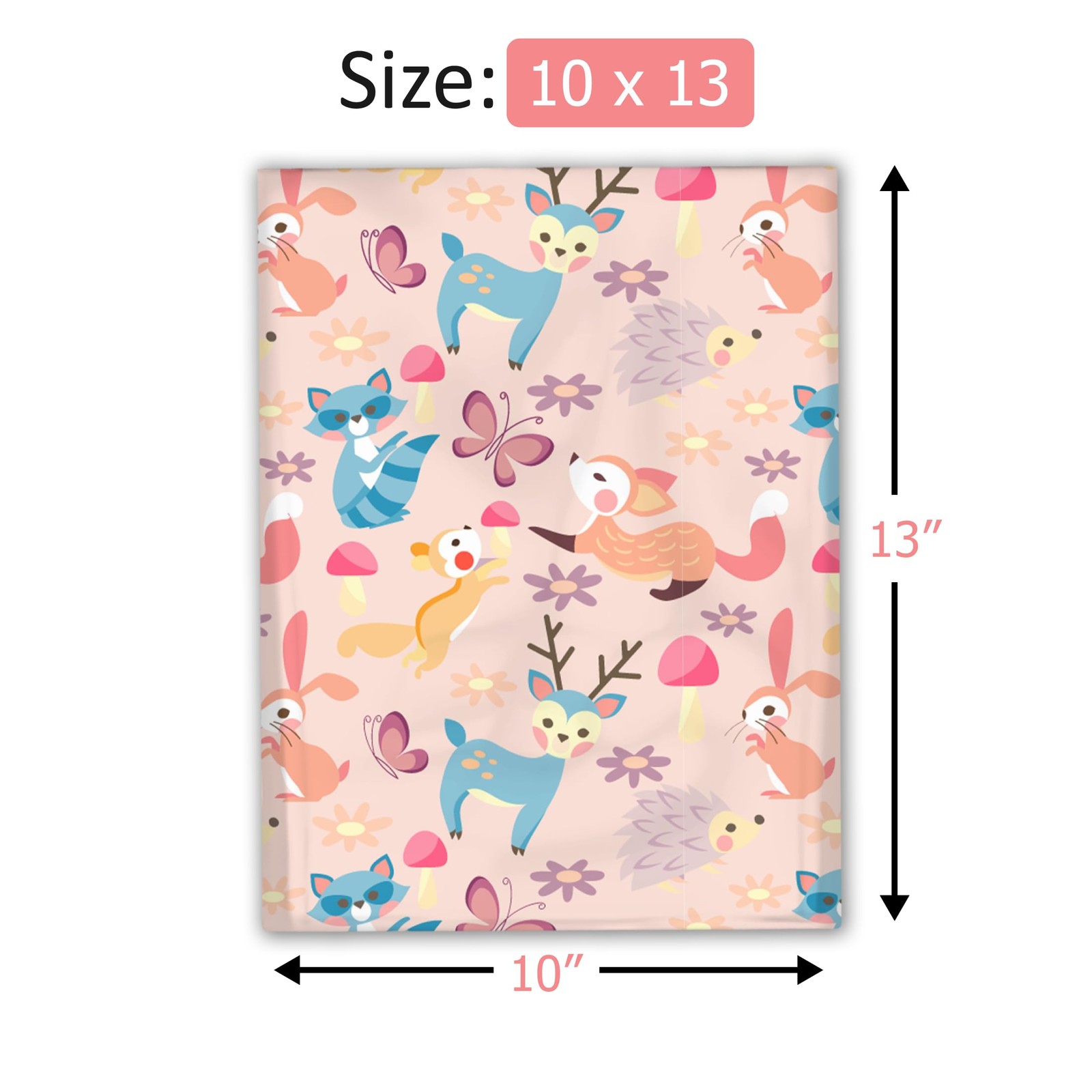 100 PCS Woodland Critters Designer Poly Mailers Envelopes 10×13 Inch