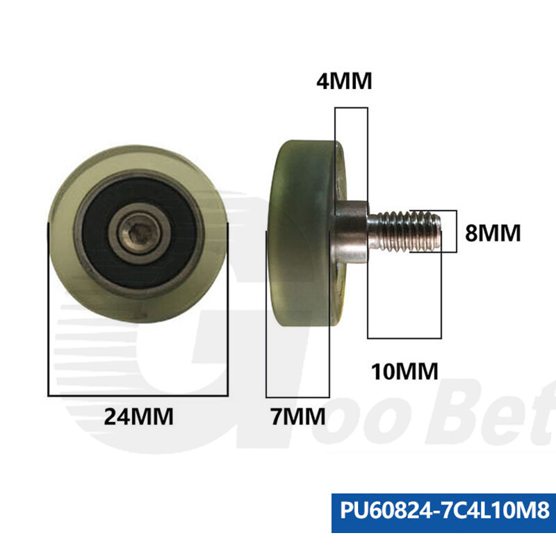 Polyurethane Molded Ball Bearing PU Roller Coated Rubber Pulley Guide Wheel M8