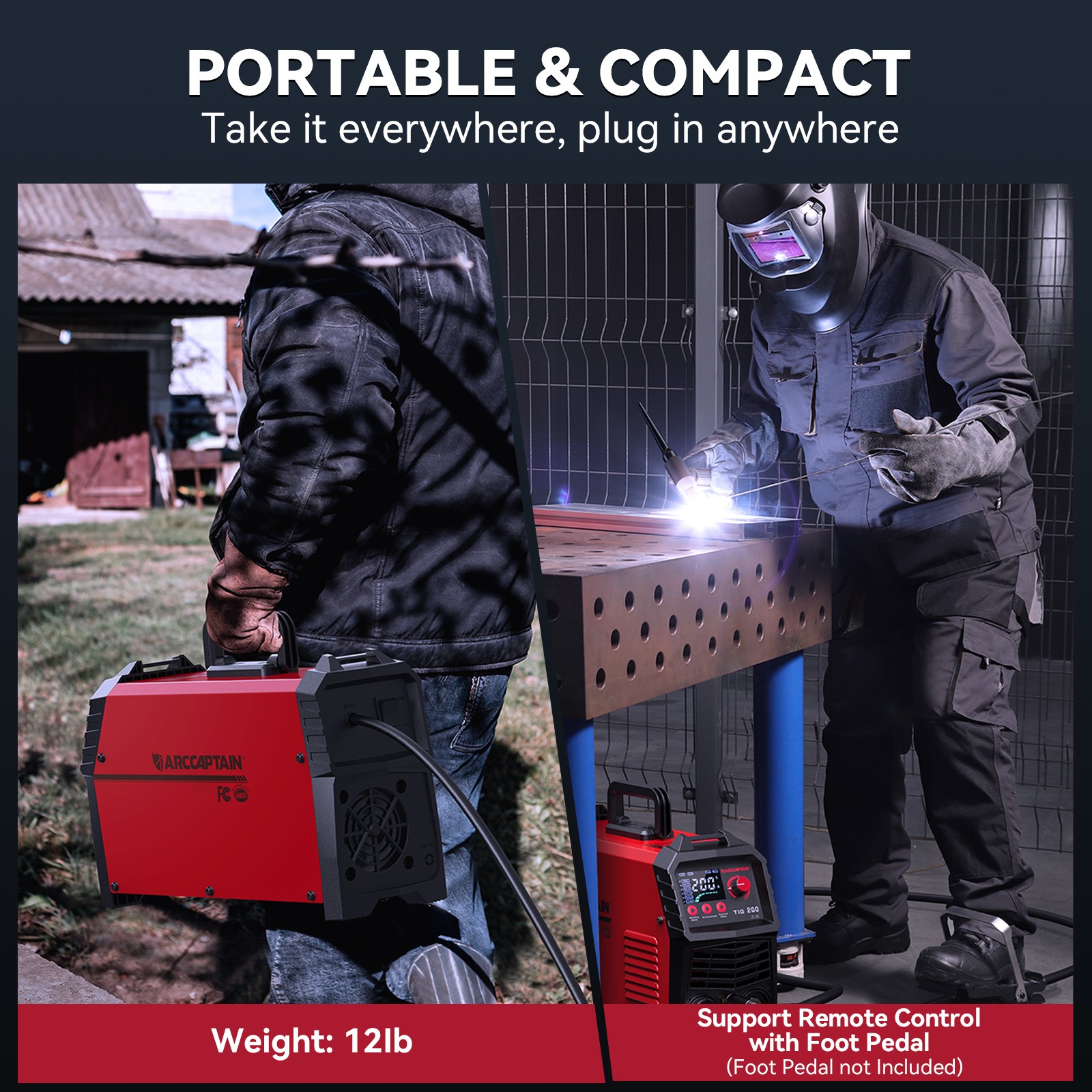 TIG Welder 200Amp 2 in 1 HF TIG/Stick/Arc Inverter Welder 110v/220v Dual Voltage