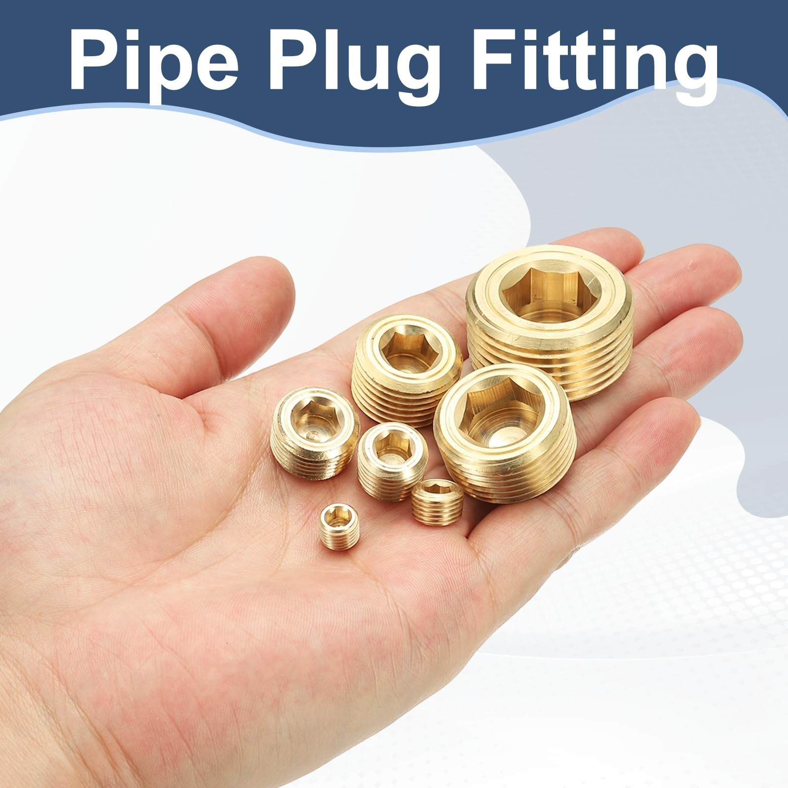 1/4″ NPT Male Internal Hex Pipe Fitting, 3 Pcs Brass Pipe Plug Fitting Assort…