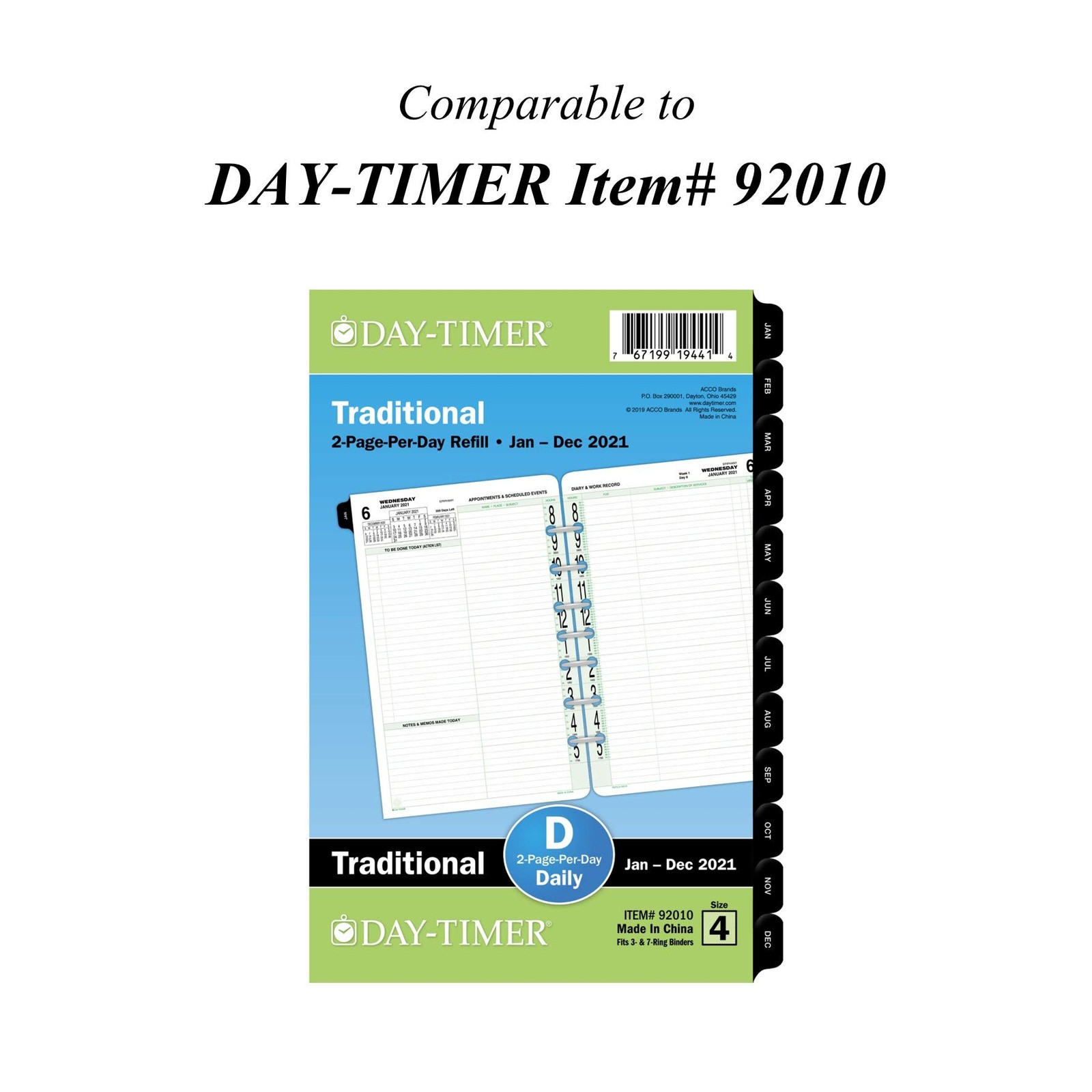 2021 Daily & Monthly Planner Refill by , 92010 DAY-TIMER, 5-1/2″ x 8-1/2″, Si…